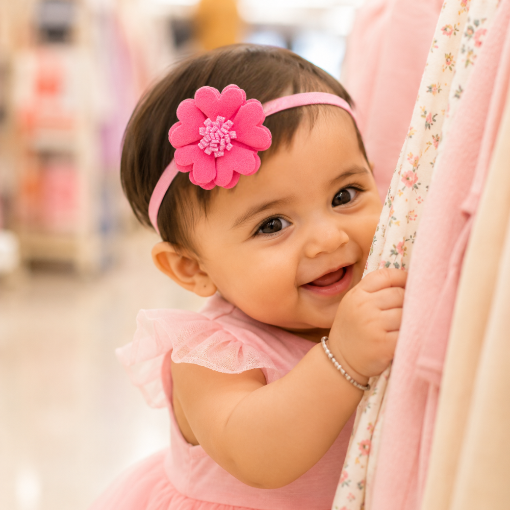 Scalloped Flower Soft Headband – Light Pink