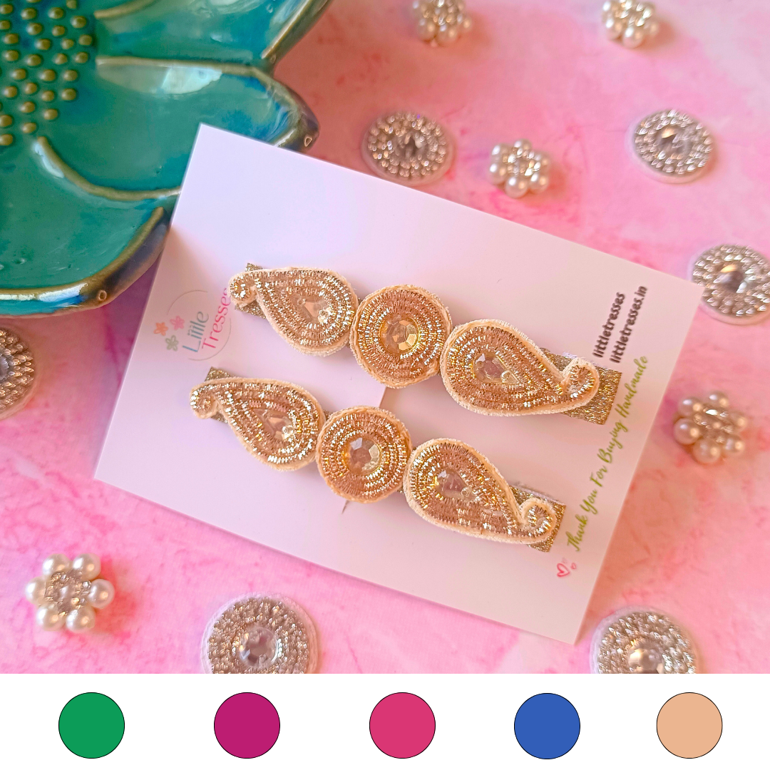 Ethnic Ambi Design Alligator Clip Pair - 5 Colors