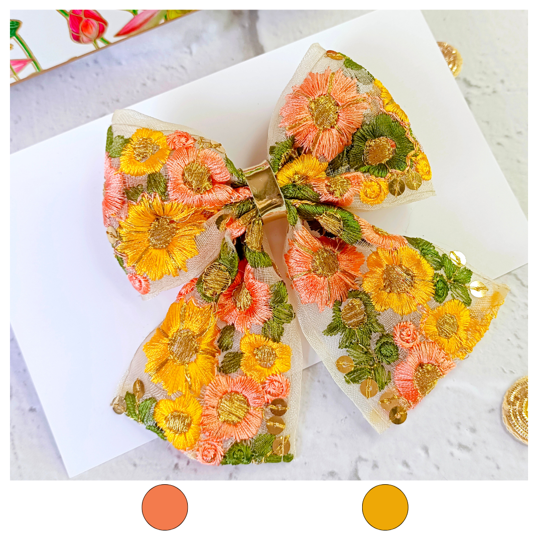 Petite Blossom Piggy Tail Bow Clip - 2 Colors