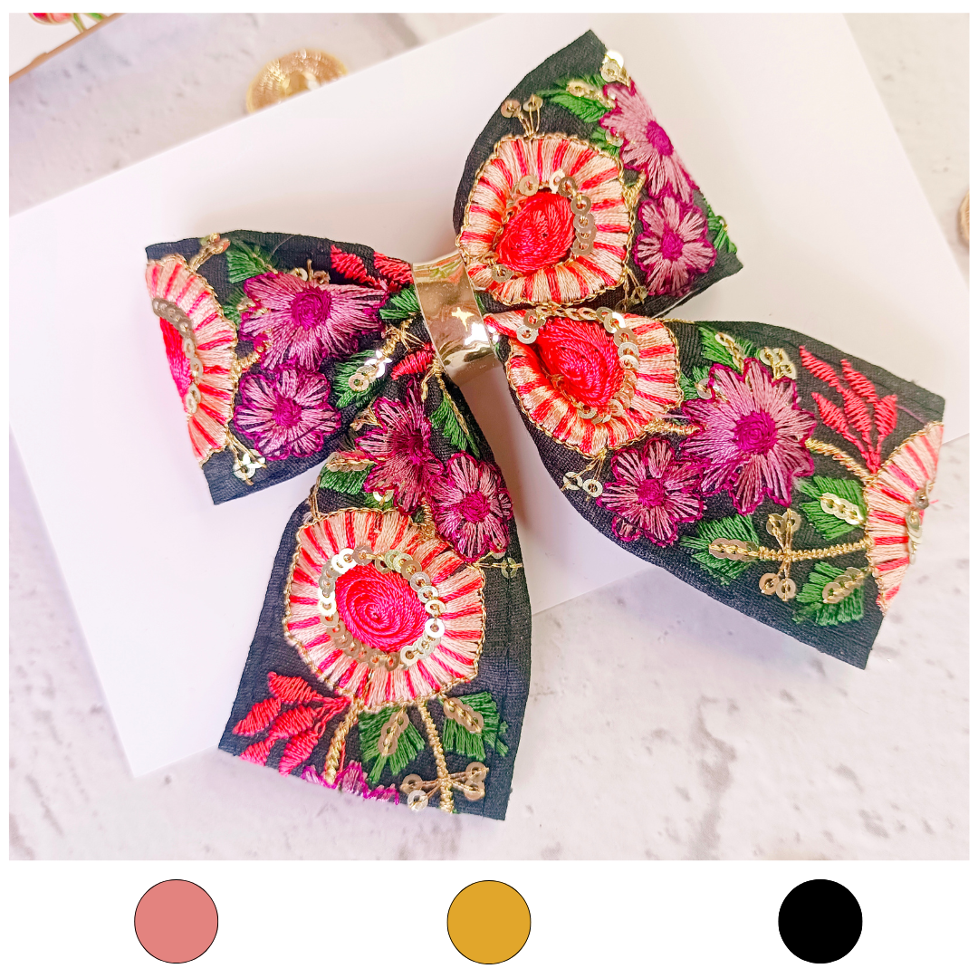 Color Burst Blossom Piggy Tail Alligator Clip - 3 Colors