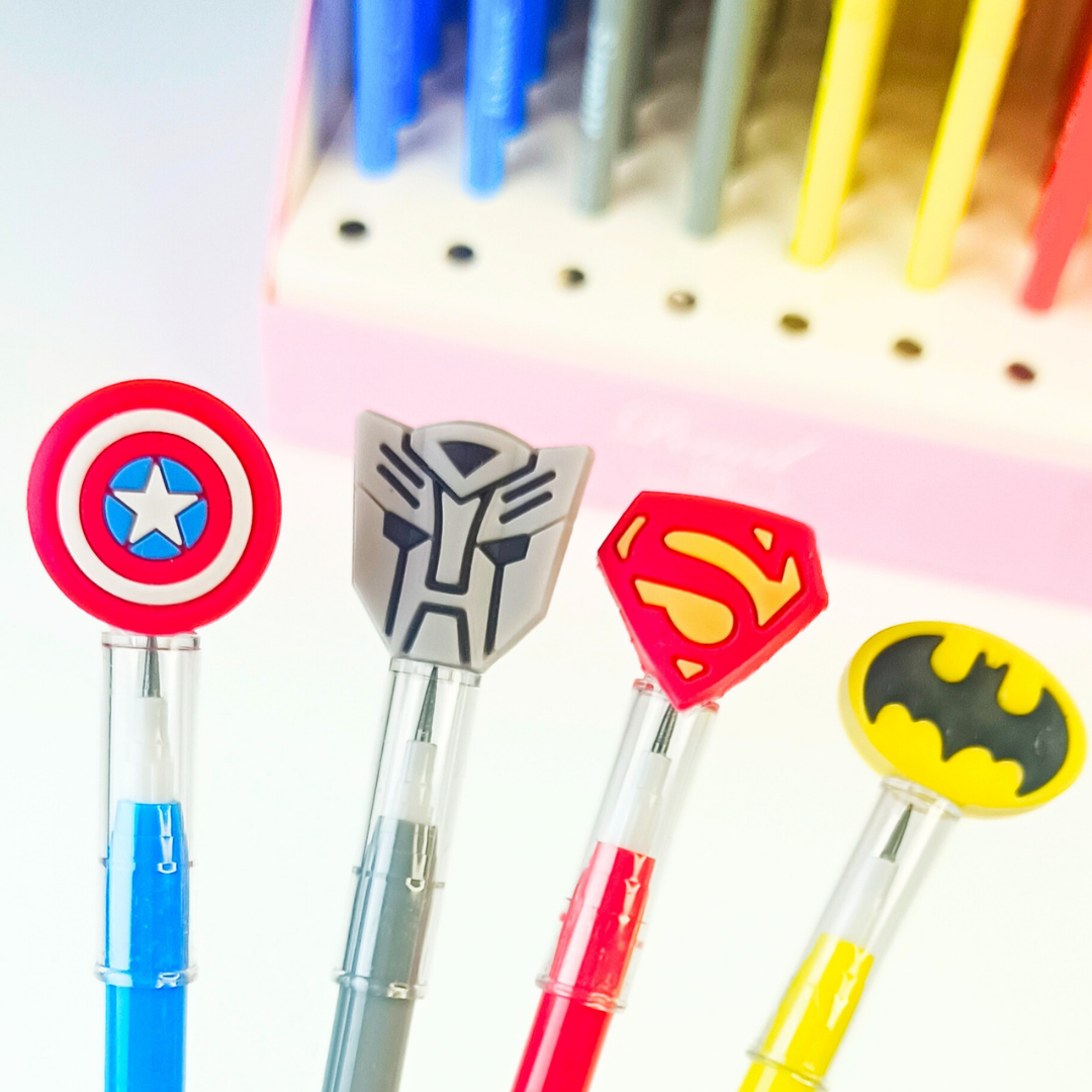 Superhero mechanical pencils for kids – Avengers logo set
