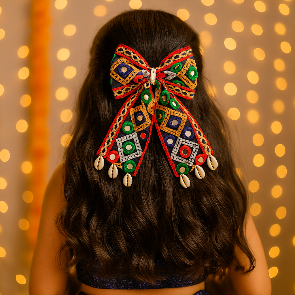 navratri big bow clip for girls