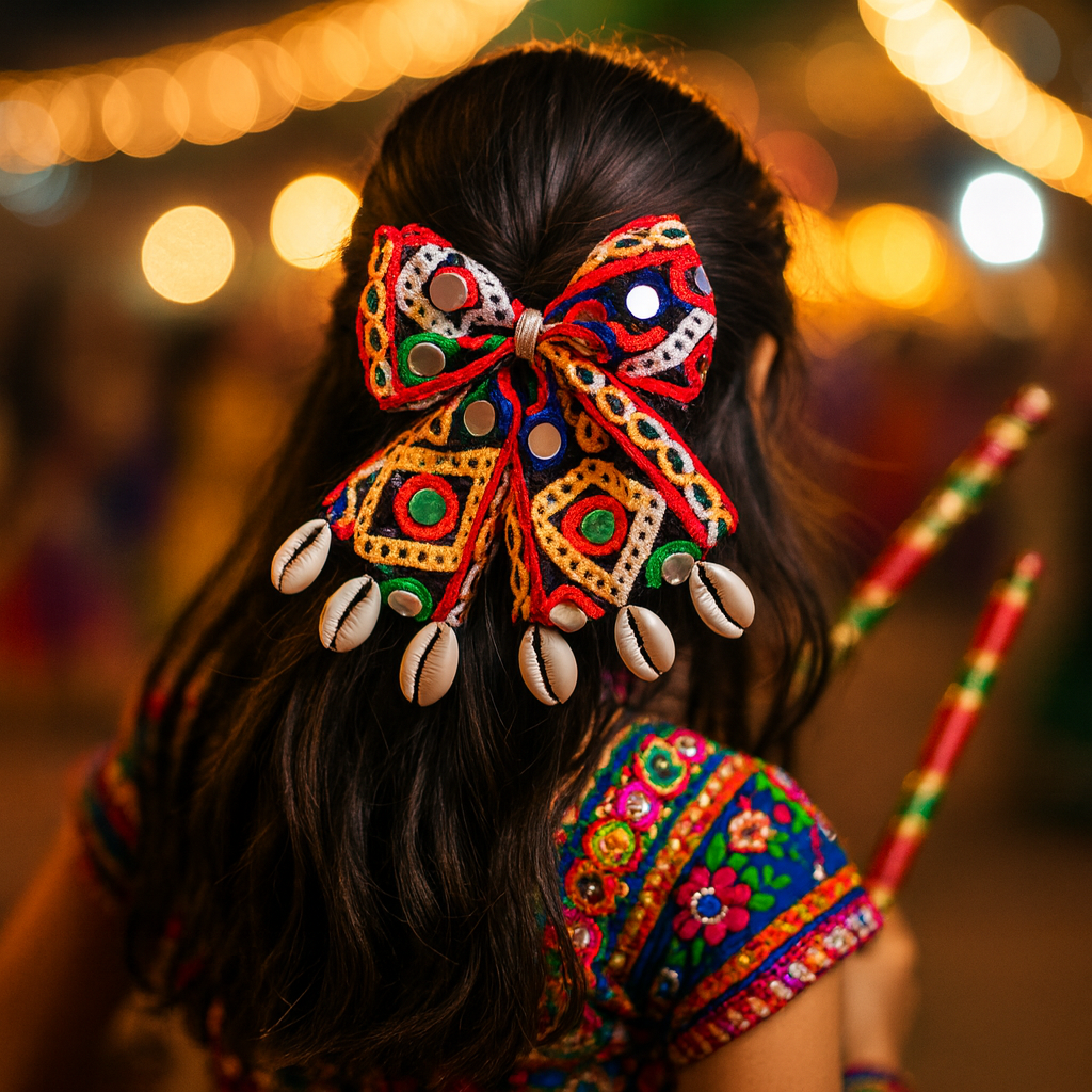 navratri medium bow clip for girls