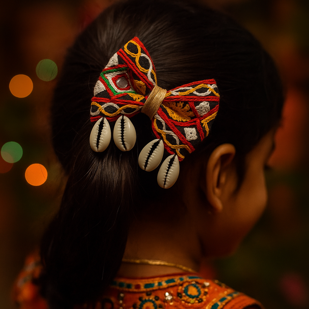 navratri small bow clip for girls