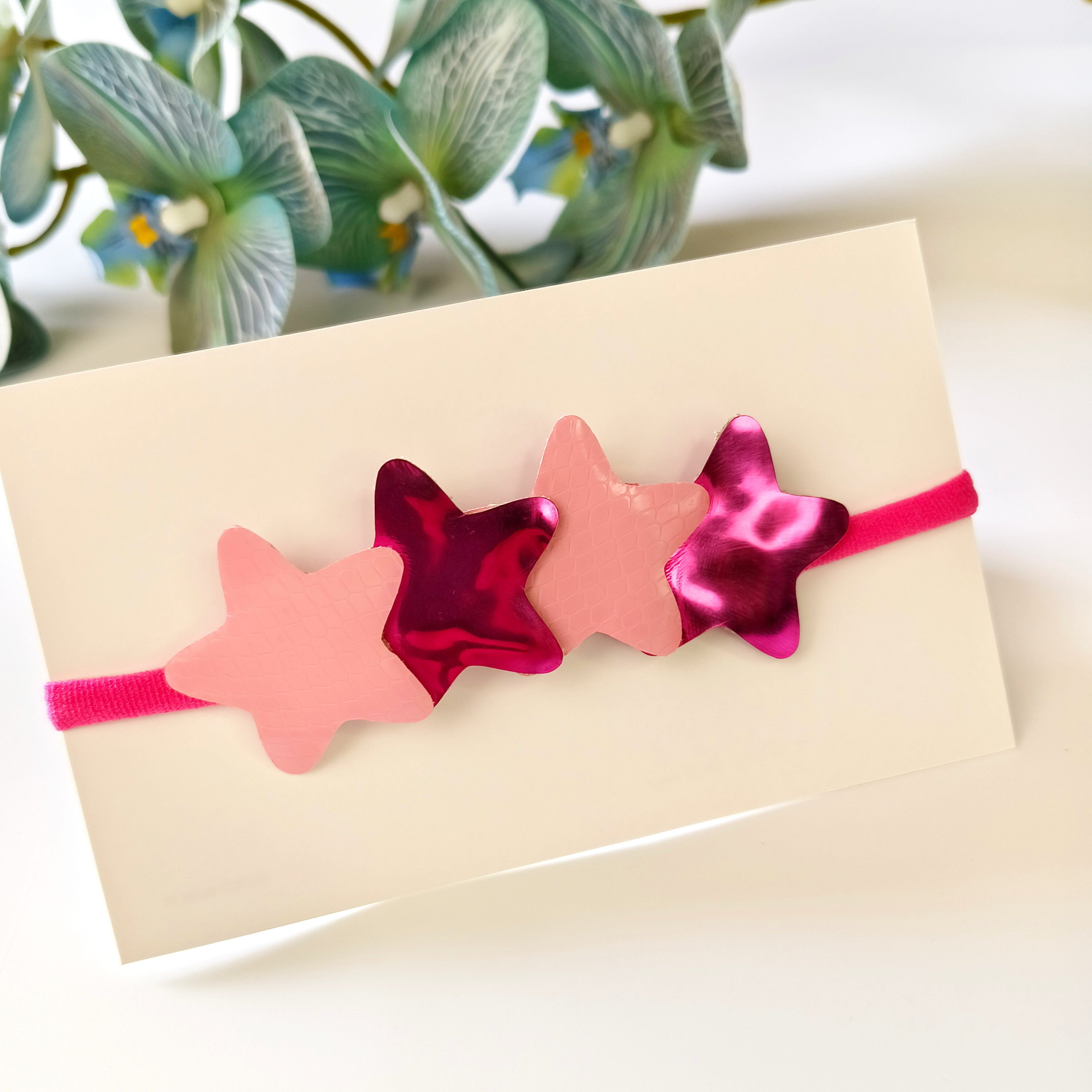 Pink 4-Star Soft Headband for newborns and toddlers, cute everyday accessory