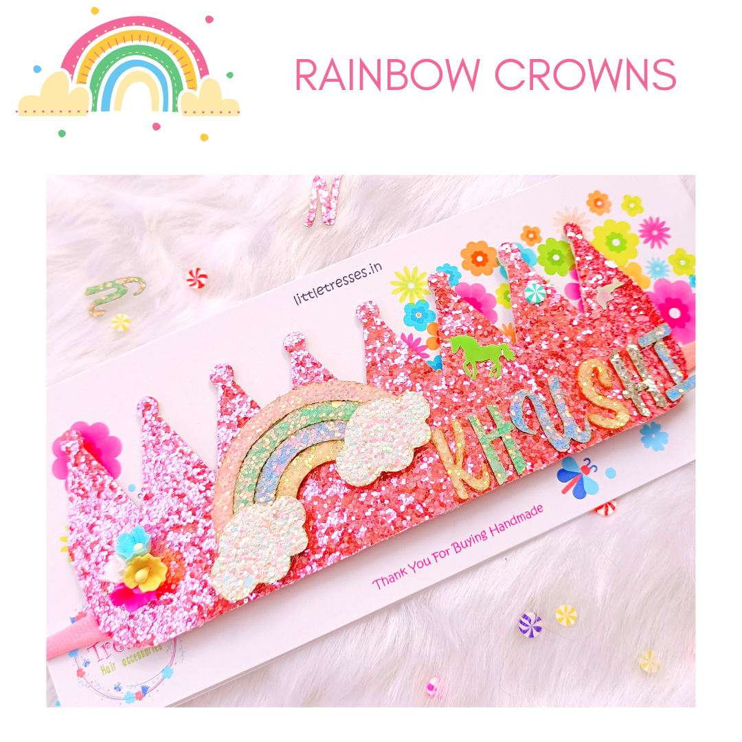 Rainbow Customised Name Crown - Available in 13 colors