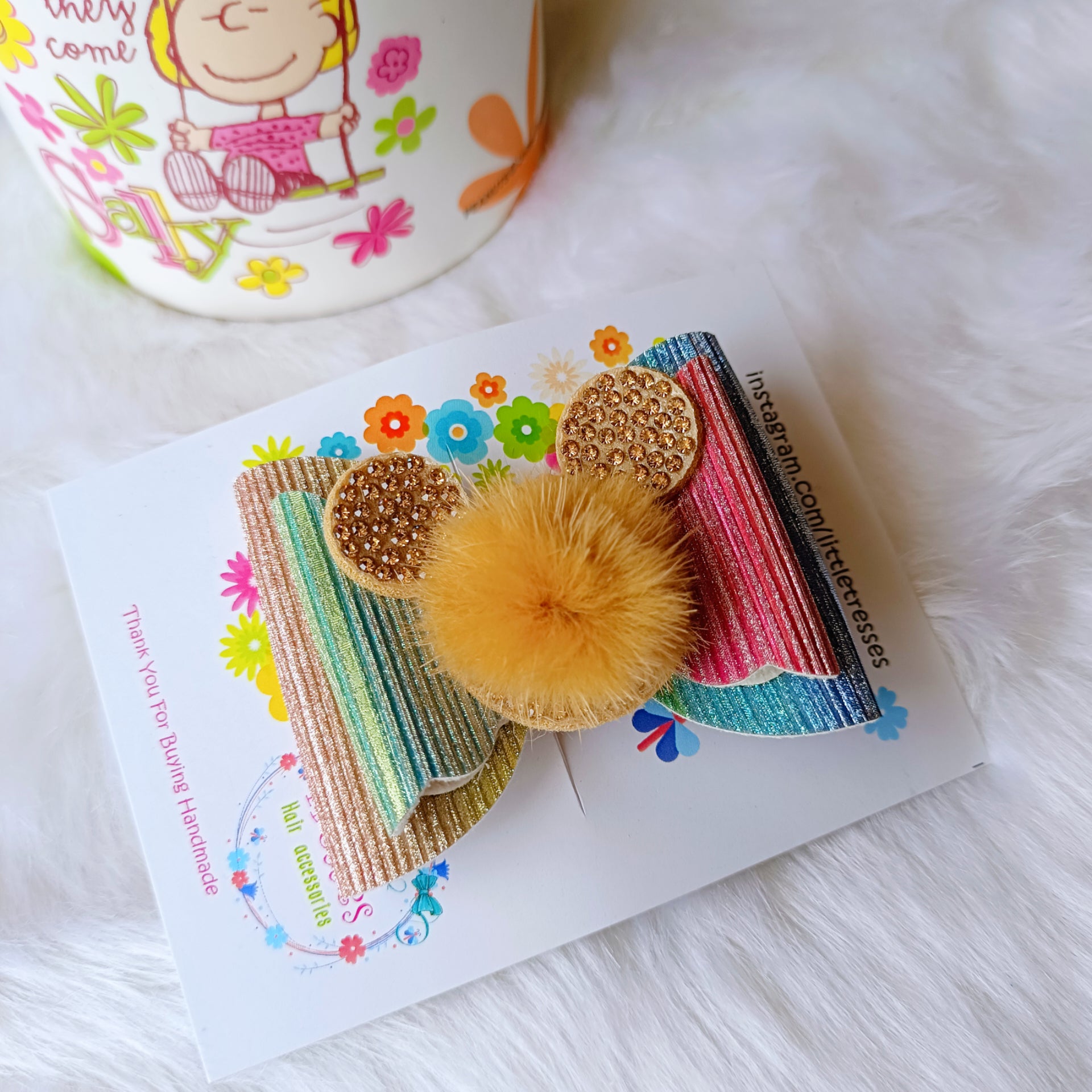 Multicolor Fur Bow Alligator Clip