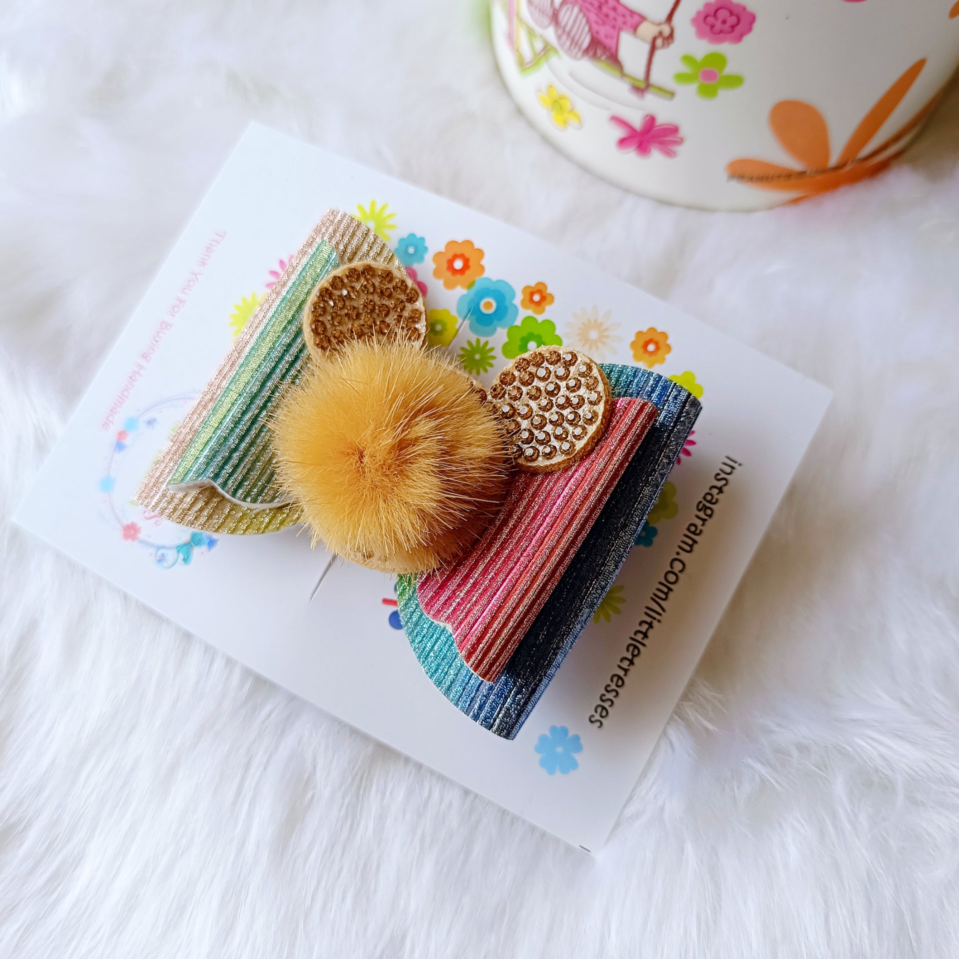 Multicolor Fur Bow Alligator Clip