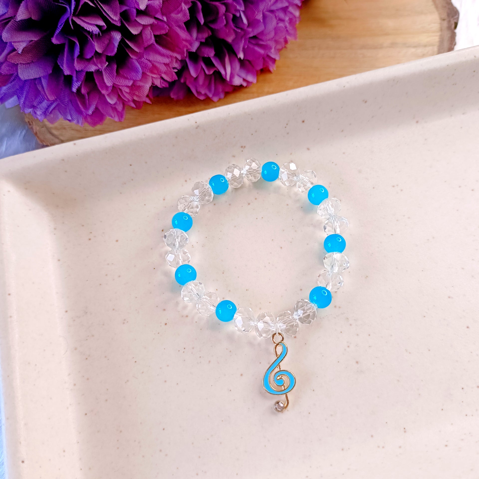 Music Notes Bracelet - Blue