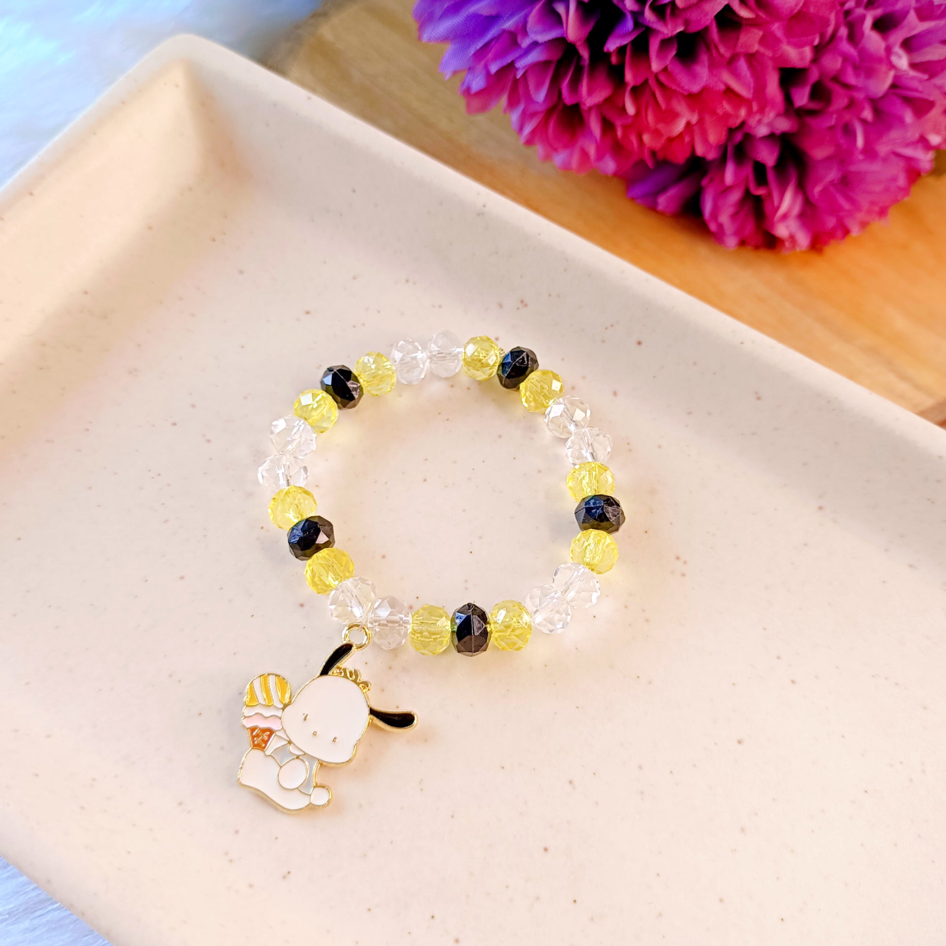 Little Pup with Icecream Pendant & Bracelet Set