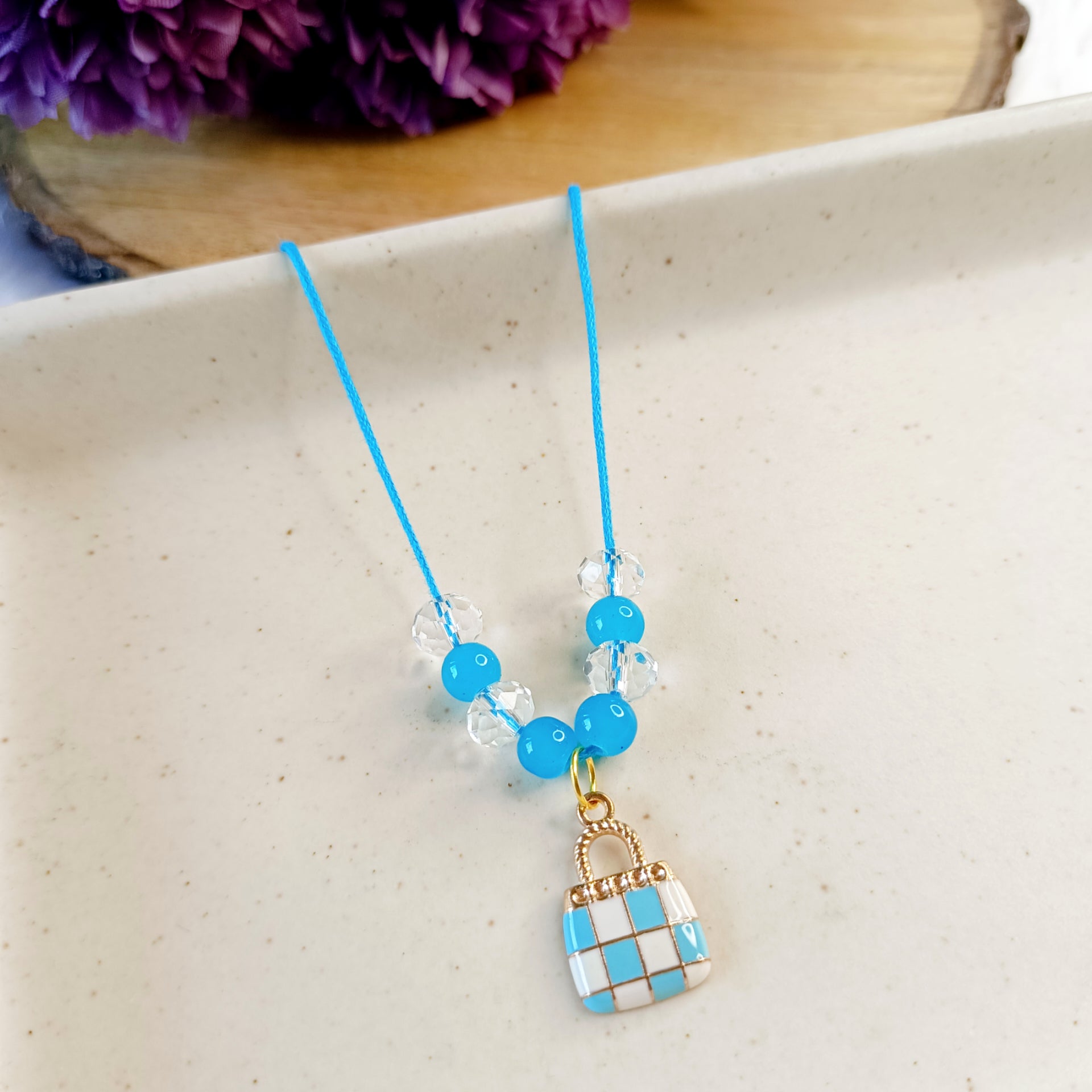 Little Blue Purse Pendant & Bracelet Set