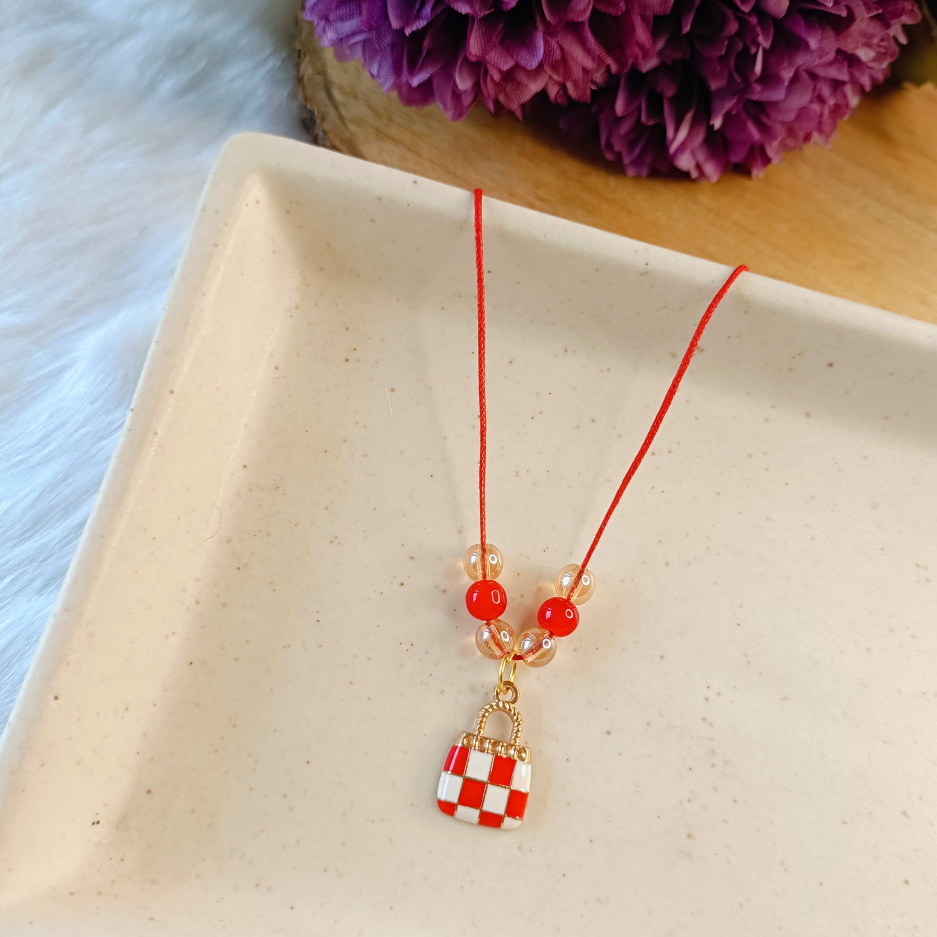 Little Red Purse Pendant & Bracelet Set