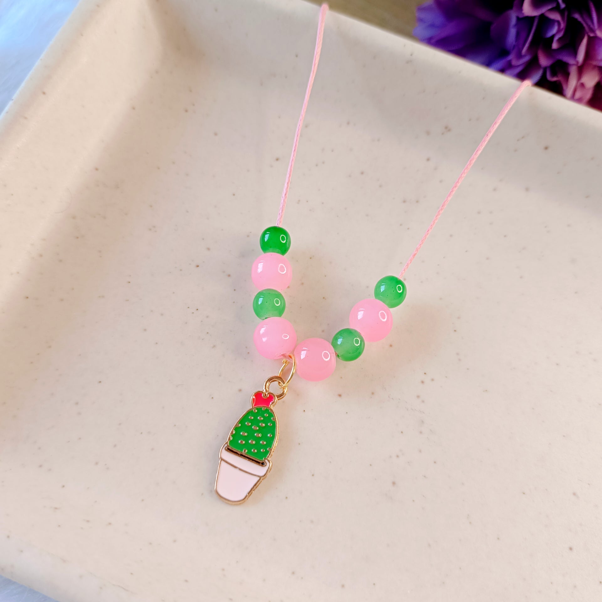 Little Cactus Pendant & Bracelet Set