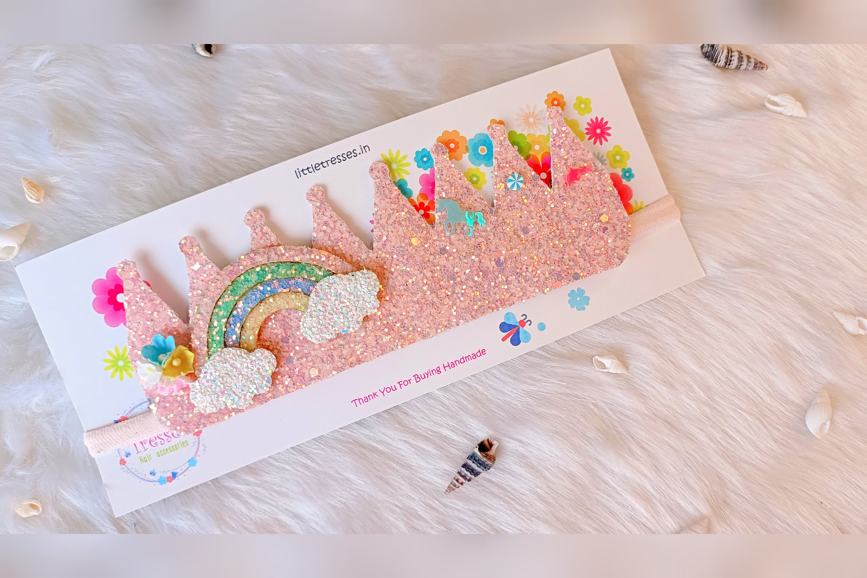 Available in 13 colors Rainbow Customised Name Crown Soft Headbands