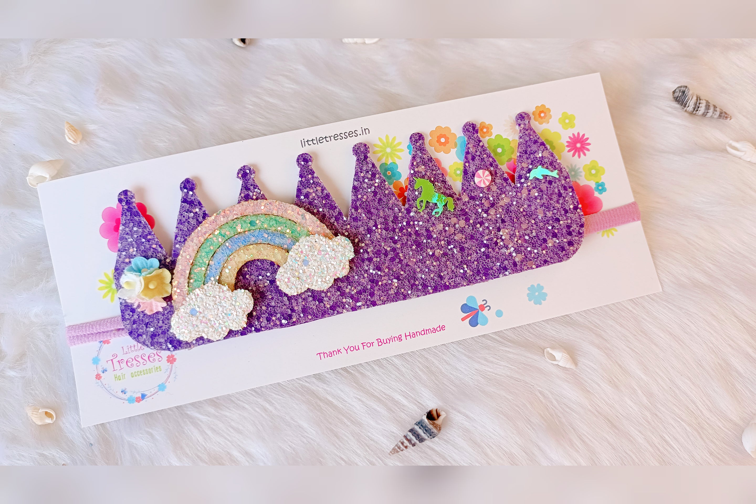 Available in 13 colors Rainbow Customised Name Crown Soft Headbands