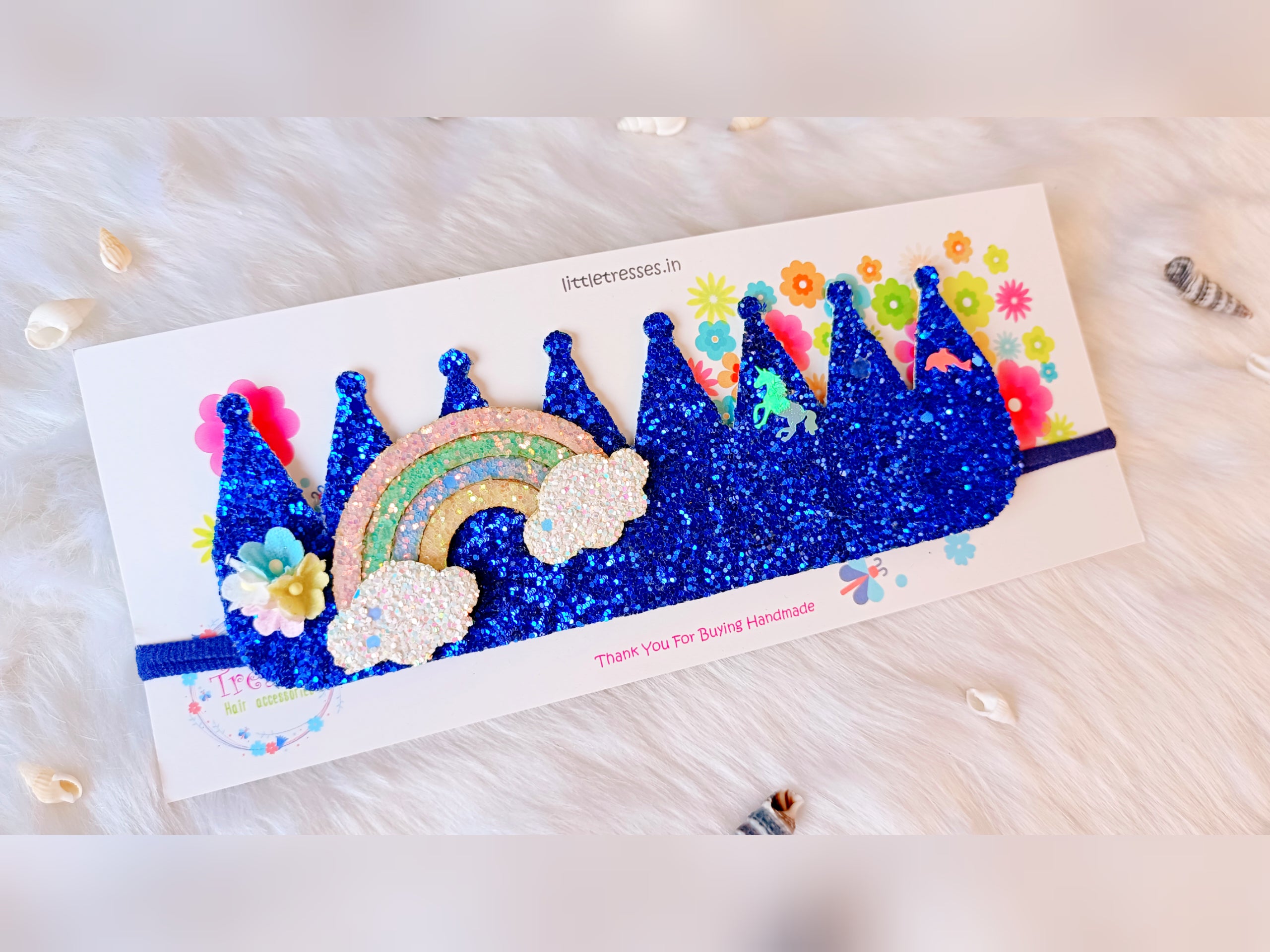 Available in 13 colors Rainbow Customised Name Crown Soft Headbands