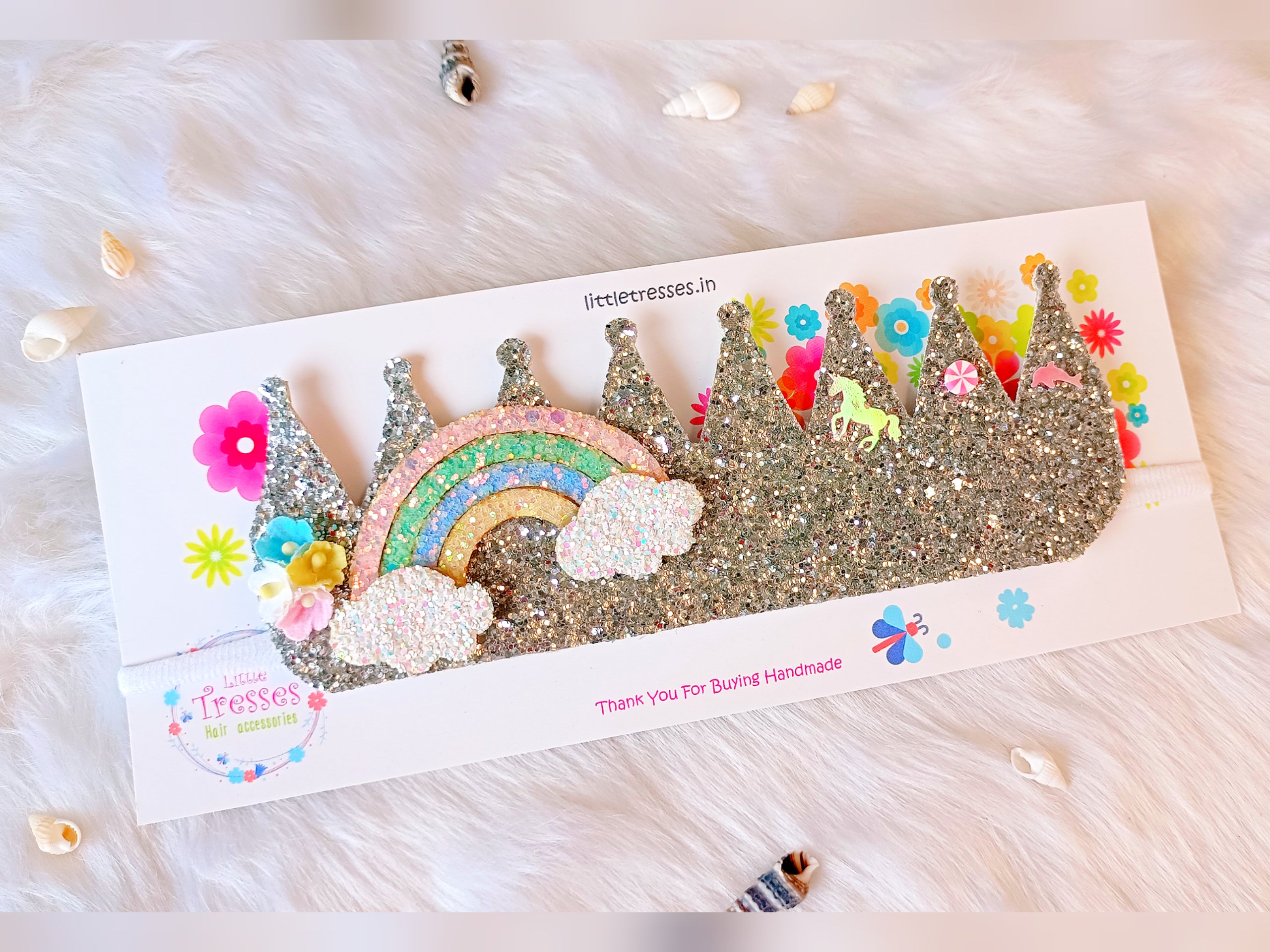 Available in 13 colors Rainbow Customised Name Crown Soft Headbands