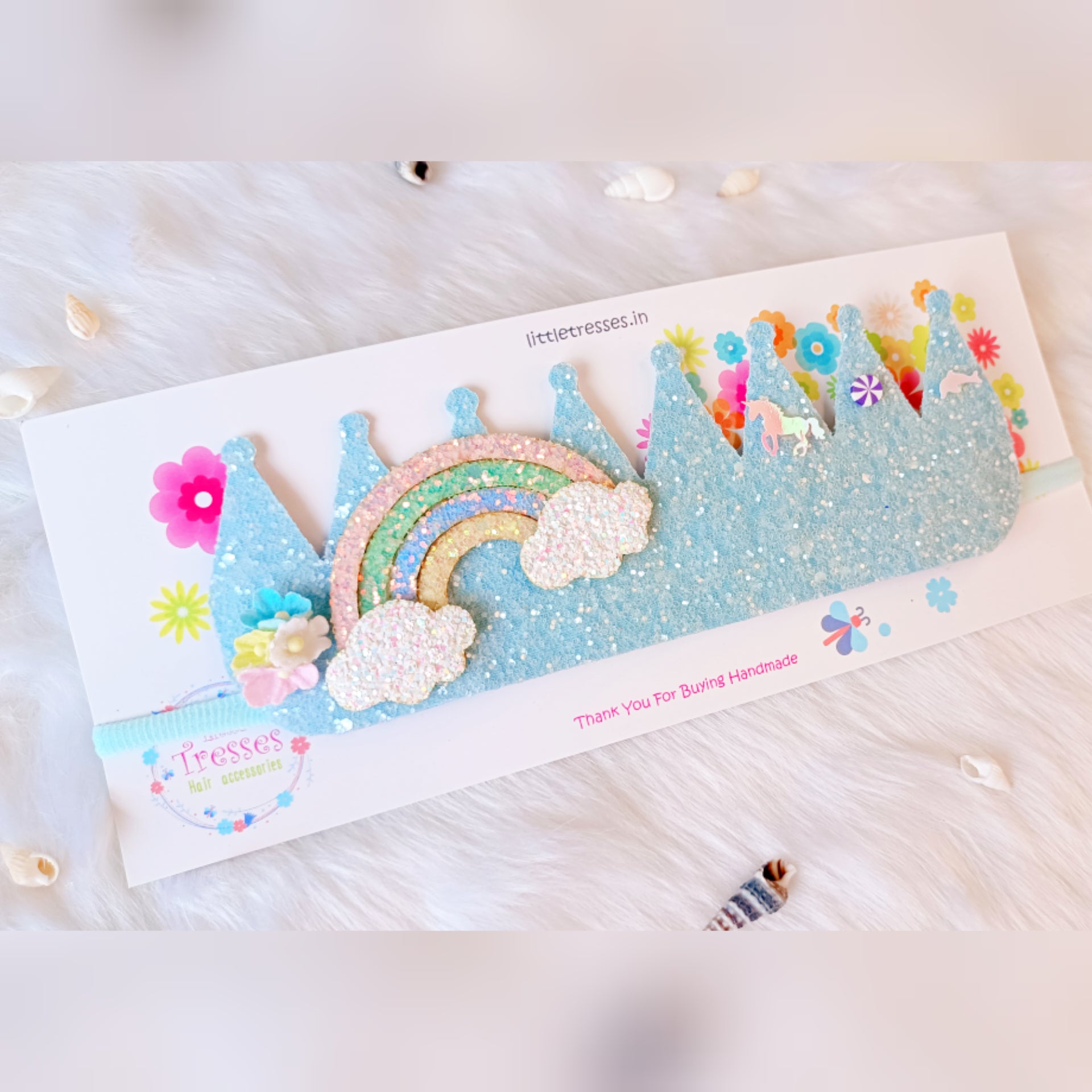 Available in 13 colors Rainbow Customised Name Crown Soft Headbands