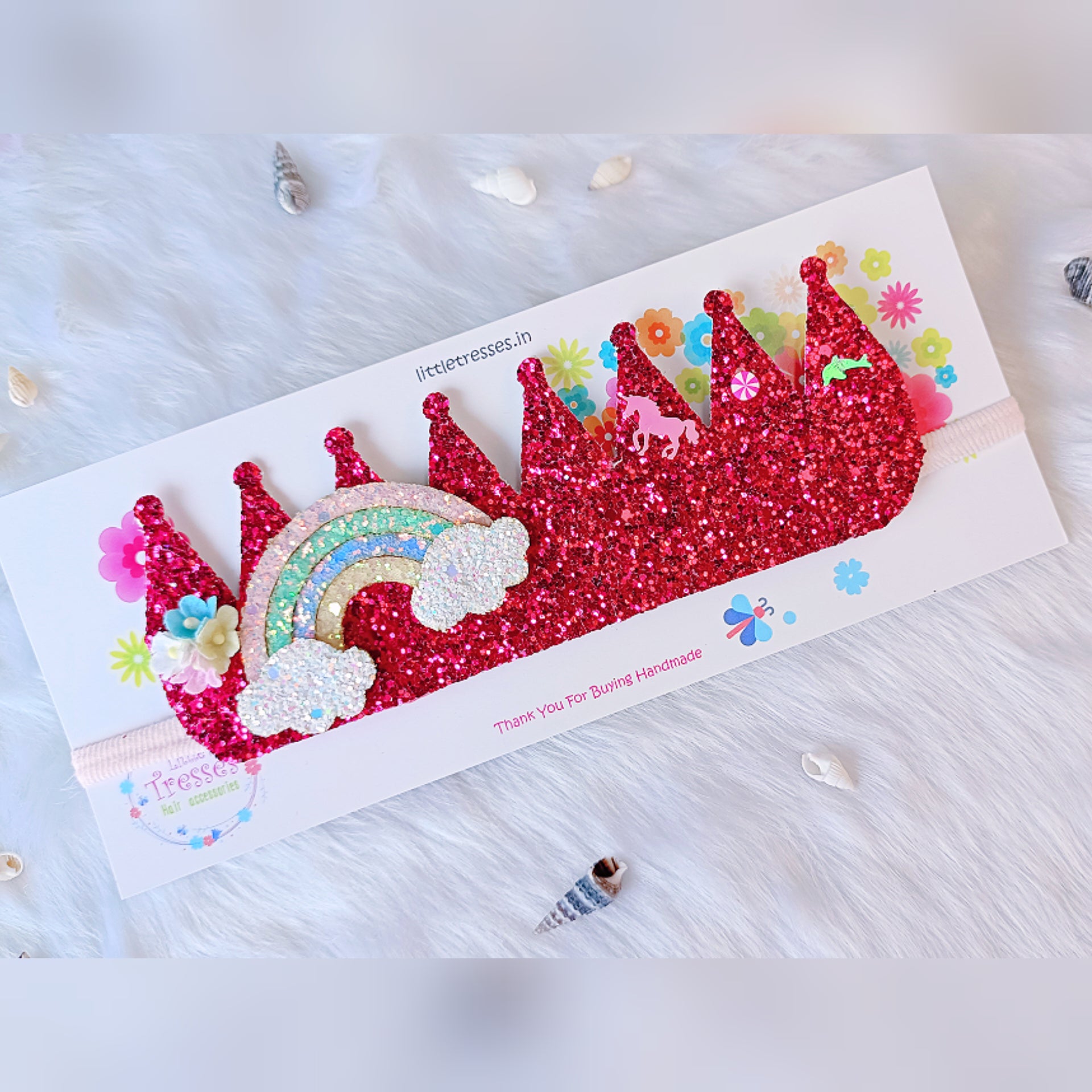 Available in 13 colors Rainbow Customised Name Crown Soft Headbands