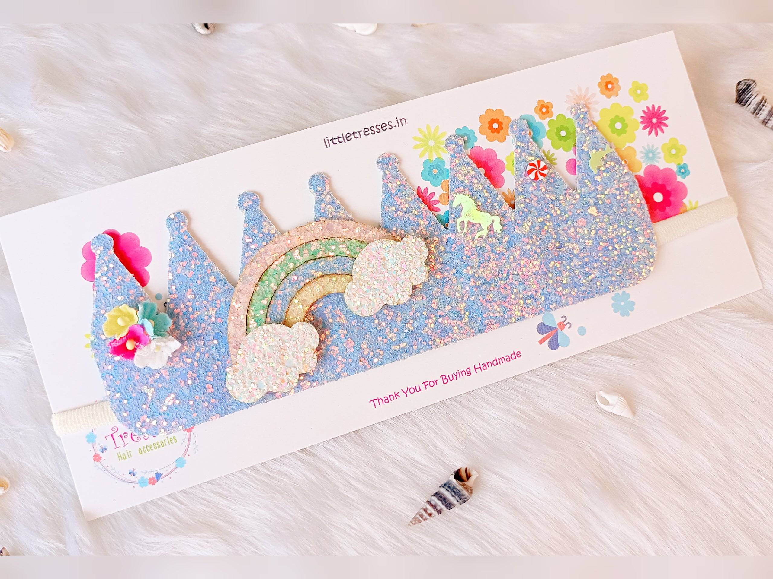 Available in 13 colors Rainbow Customised Name Crown Soft Headbands