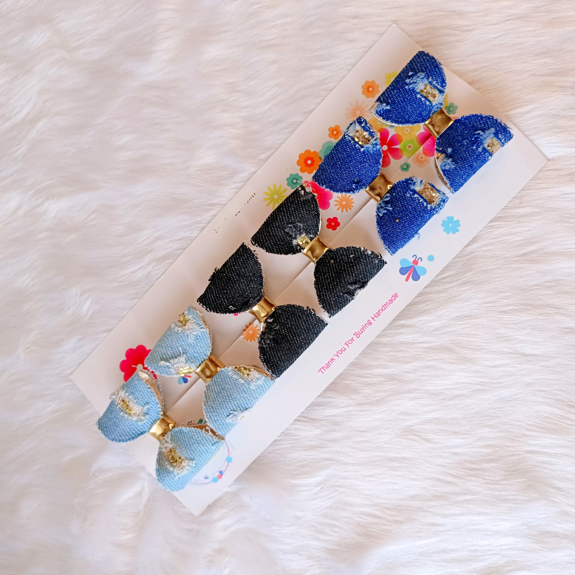 Set of 3 Rugged Denim Clips Pair