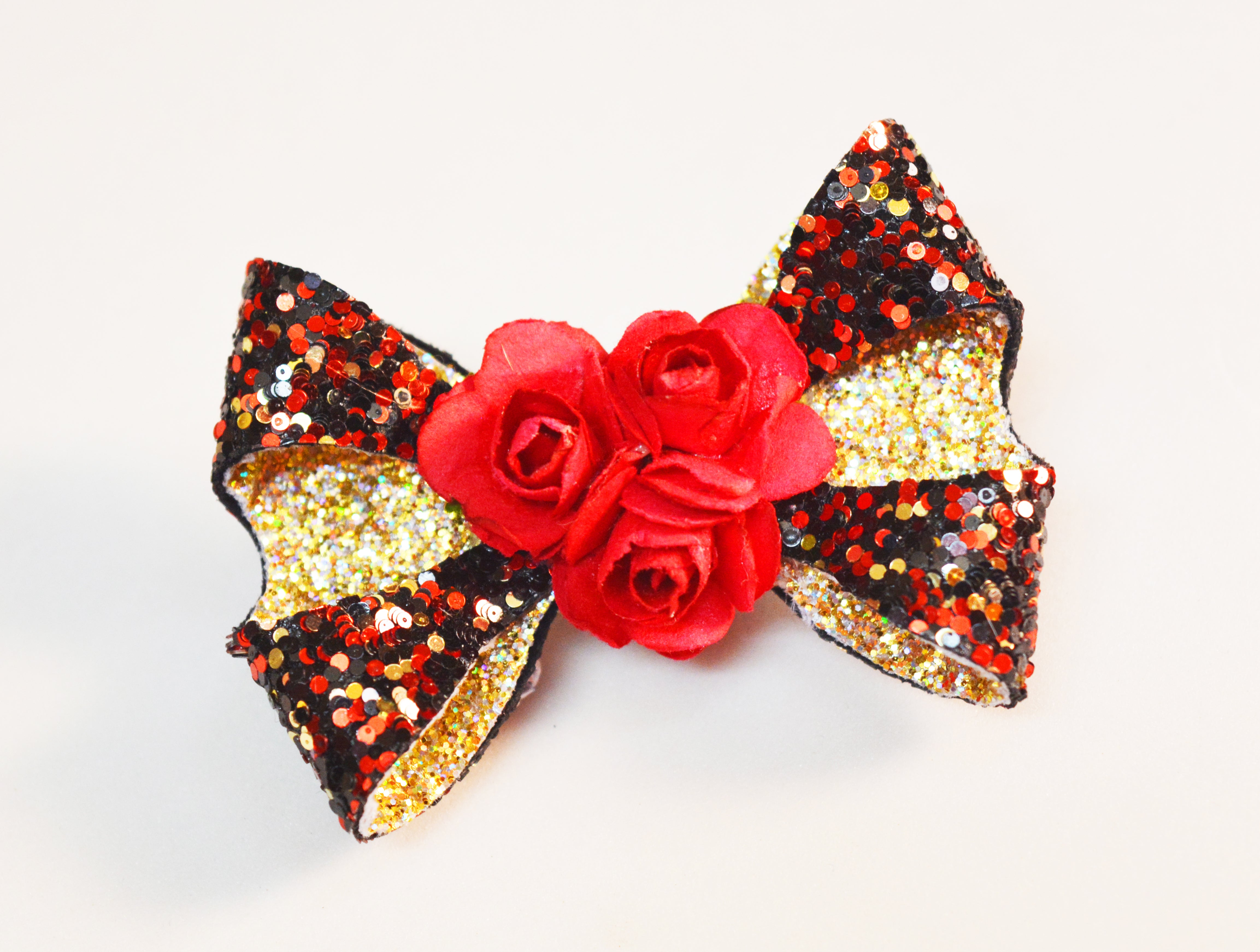 Double Loop Bow Clip - Red & Black