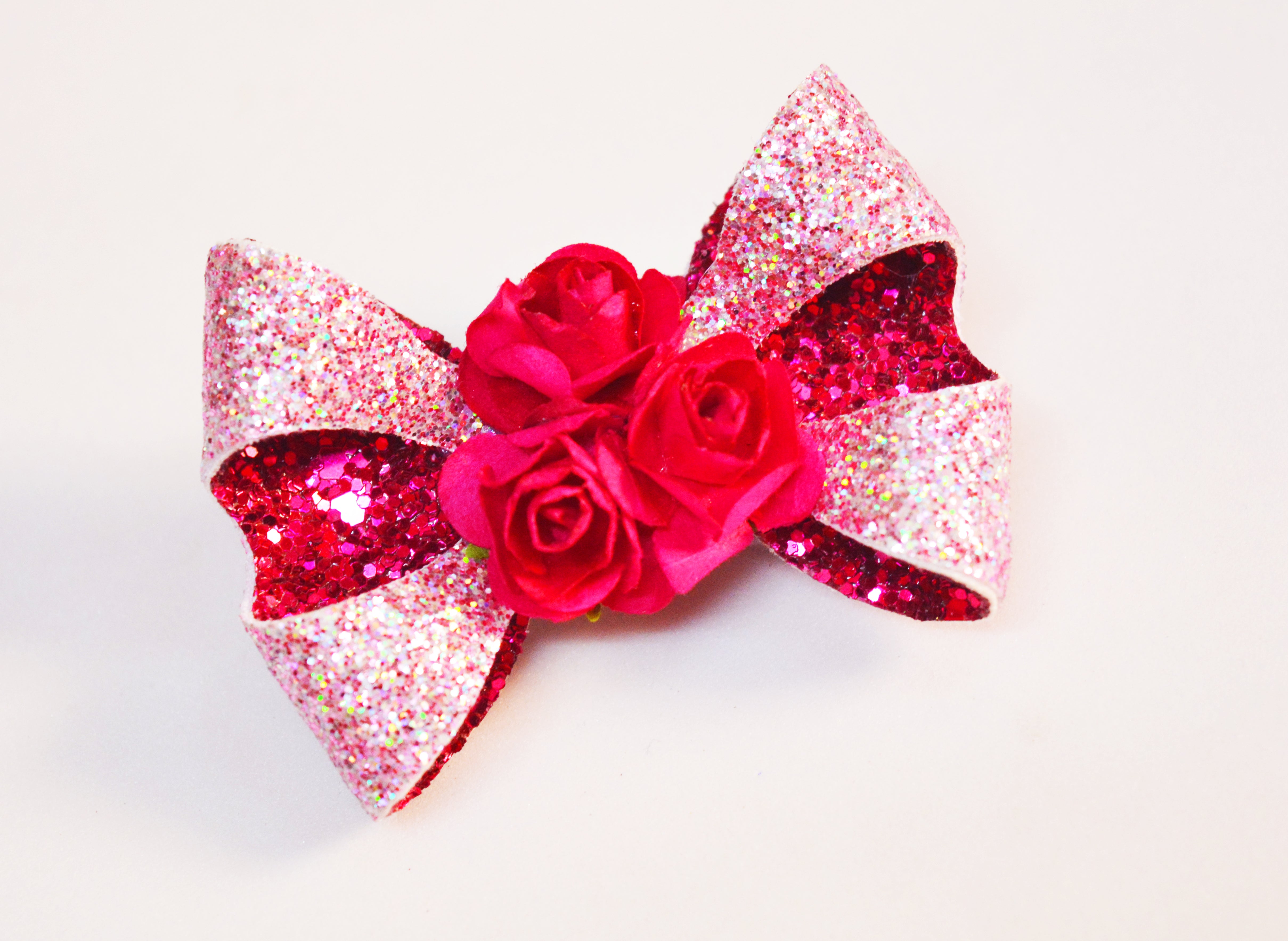 Double Loop Bow Clip - Dark Pink