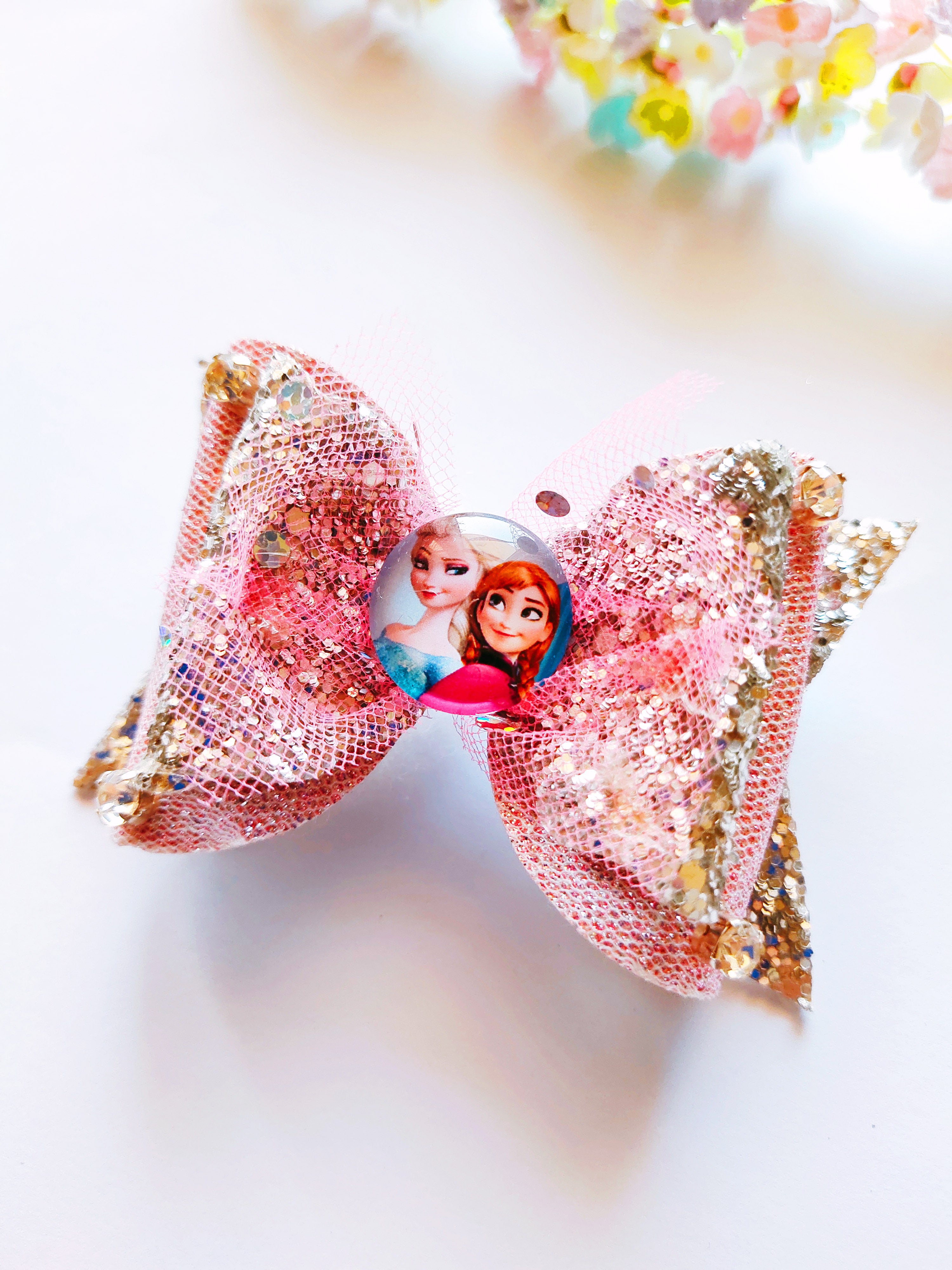 Princess Bow - Pink & Silver