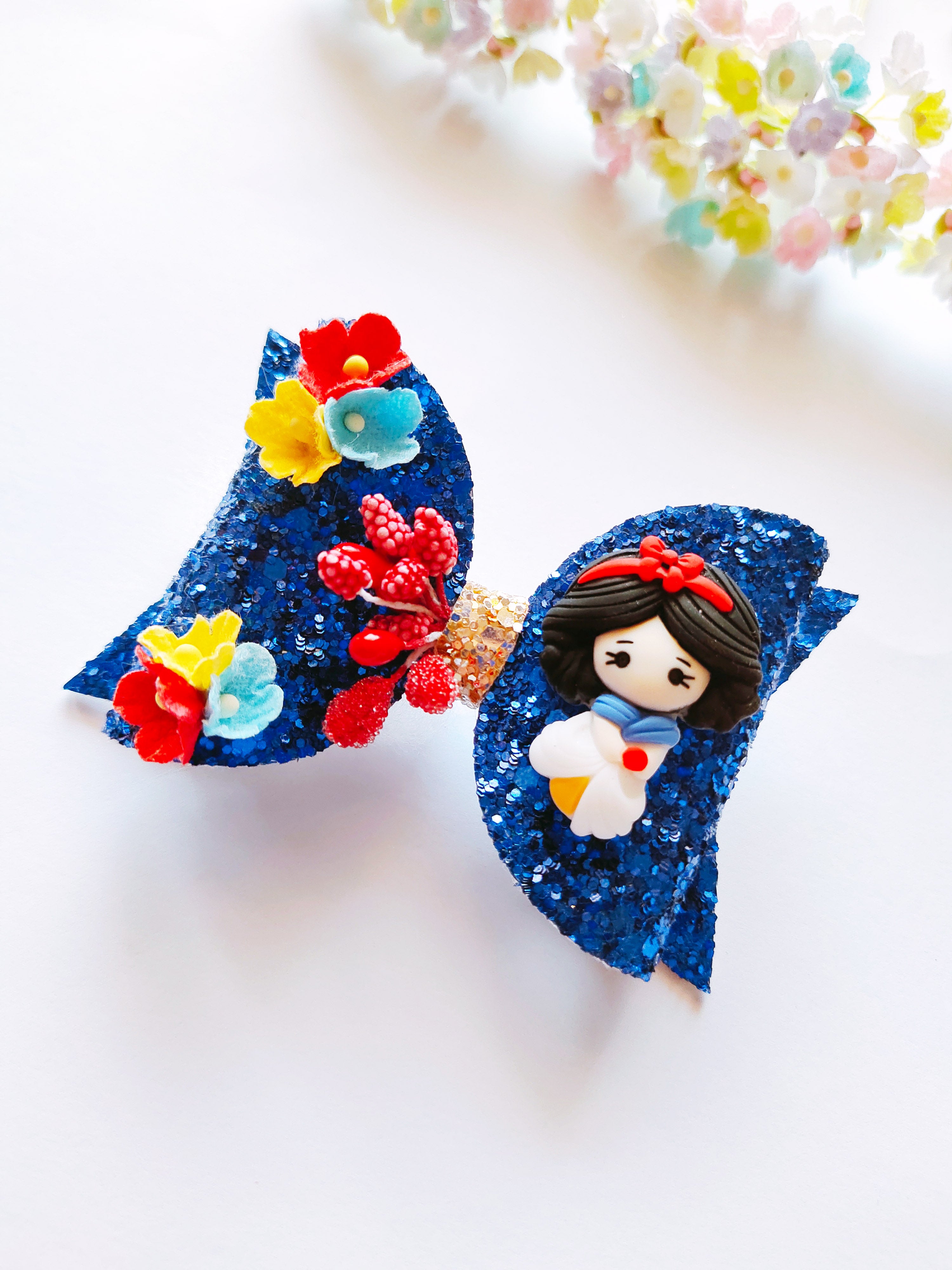 Blue & Red Princess Bow Alligator Clip