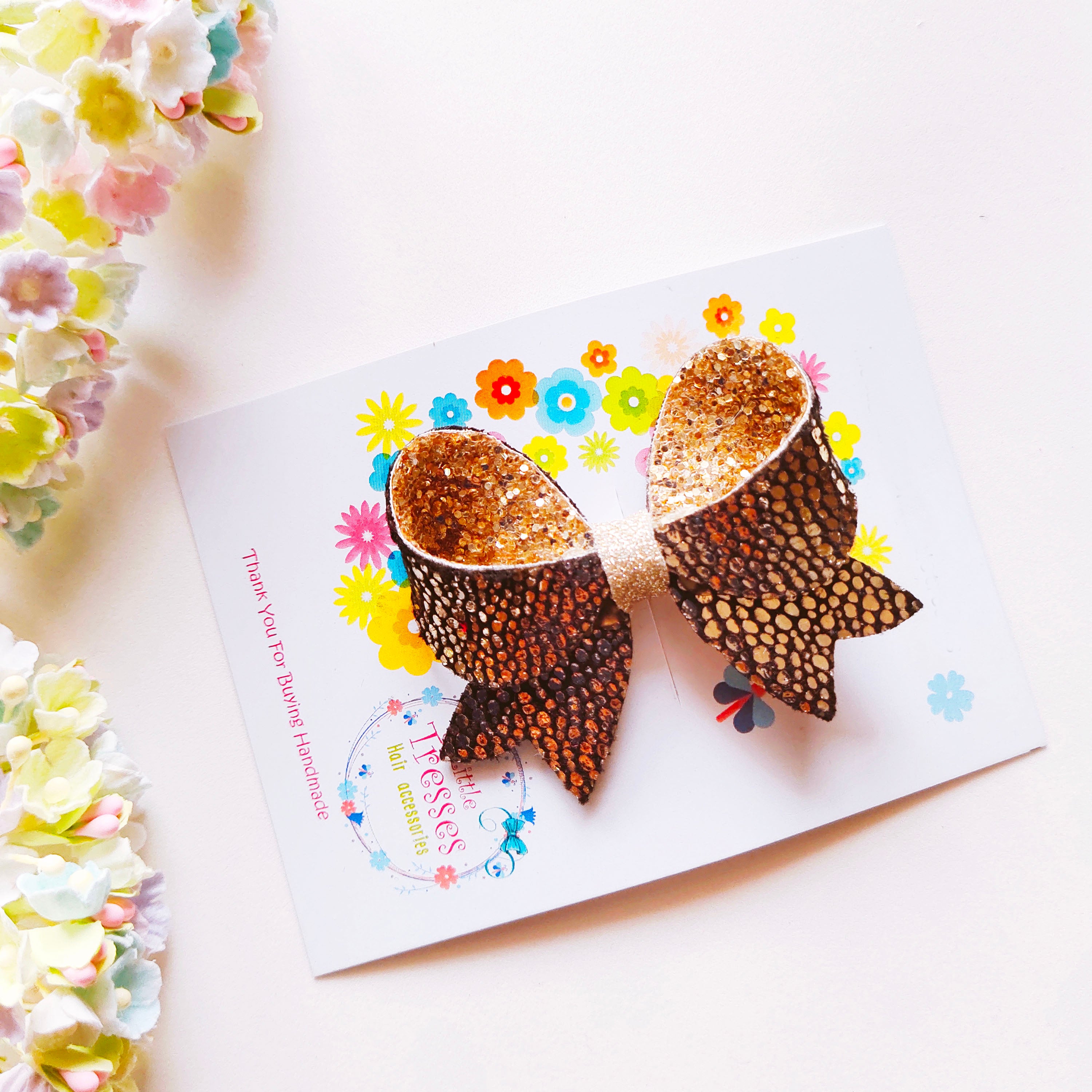 Loopy Bow Clip - Black & Gold