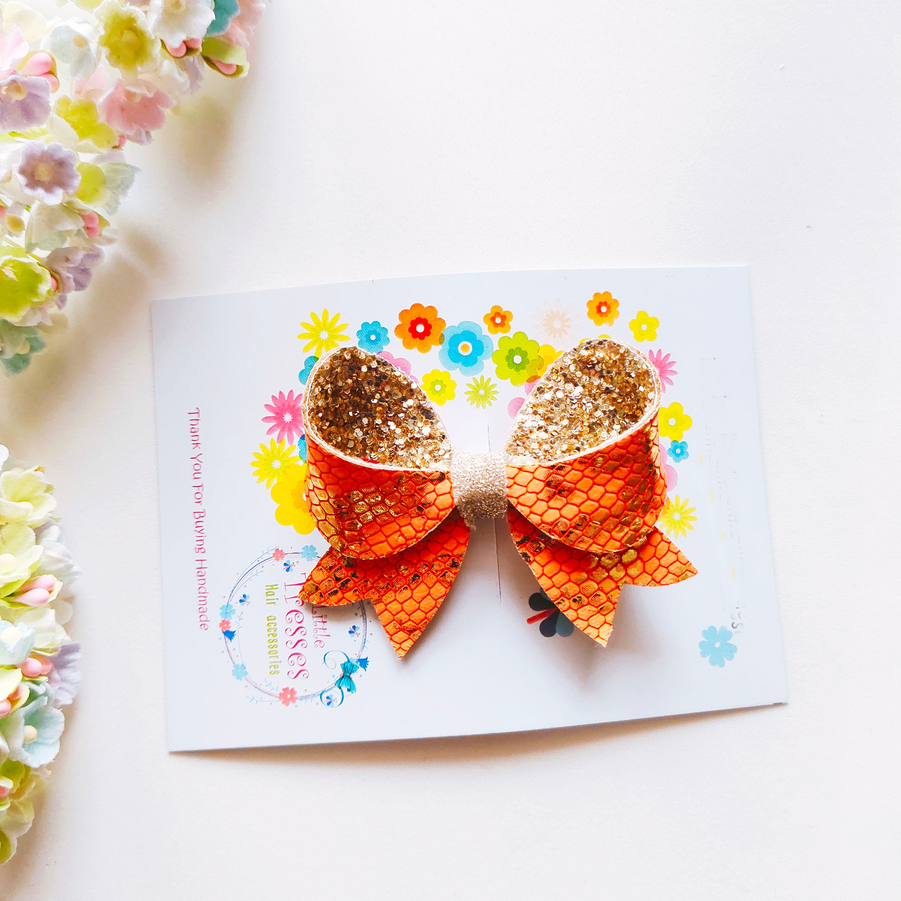 Loopy Bow Clip - Distress Orange