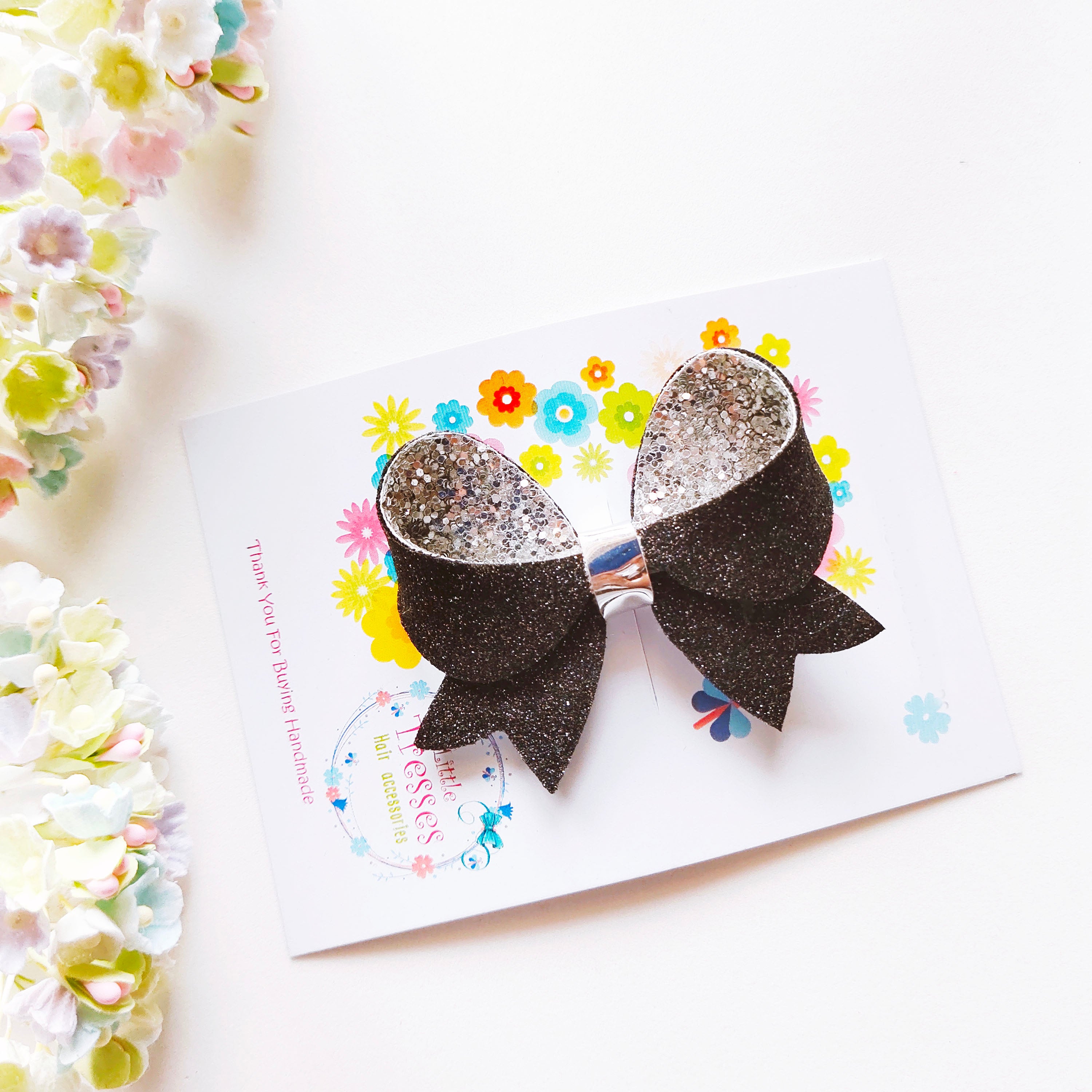 Loopy Bow Clip - Black & Silver