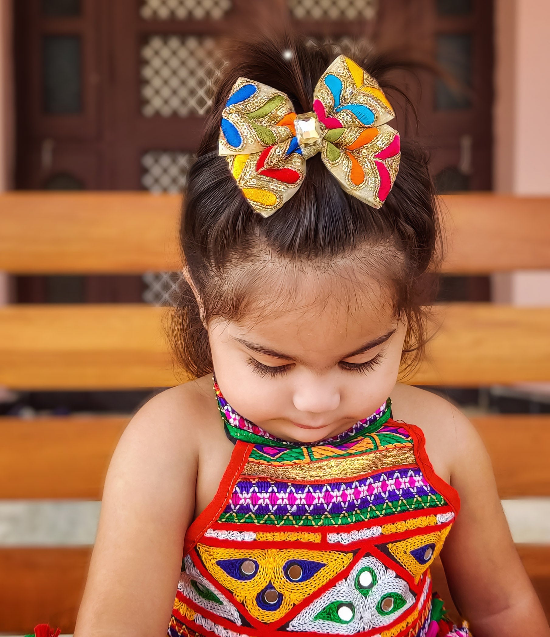 Big Ethnic Bow Clip - Multicolor