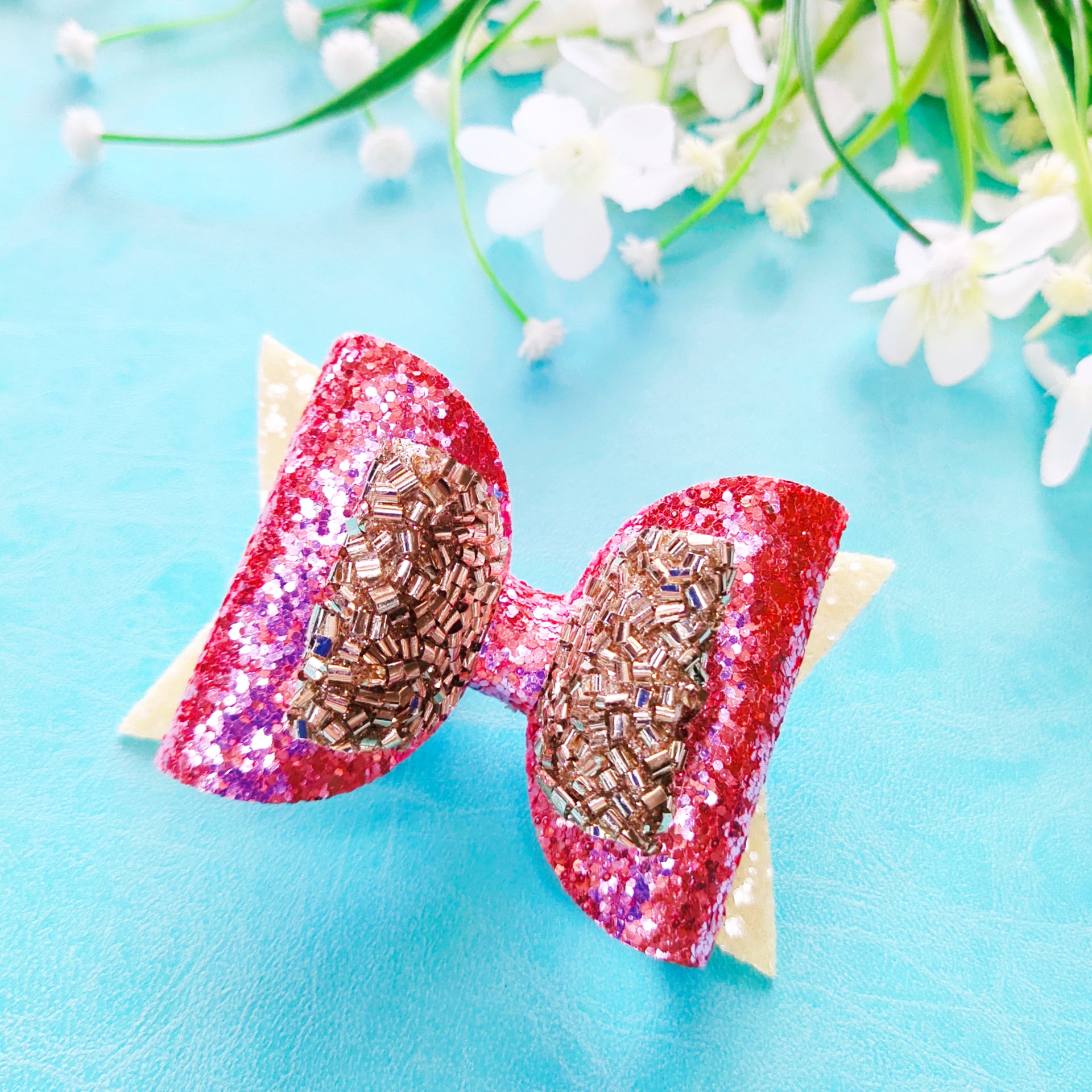 Macrooni Double Bow Clip - Pink & Yellow