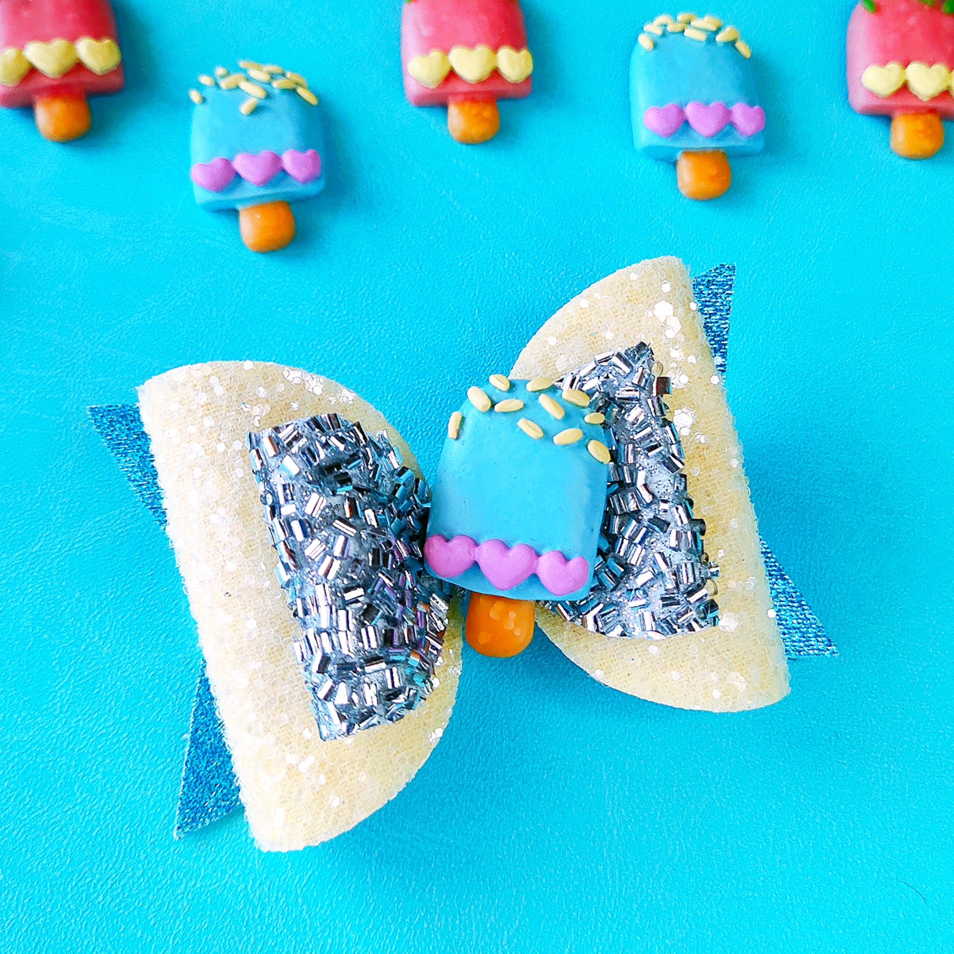 Blue Popsicle Bow Alligator Clip