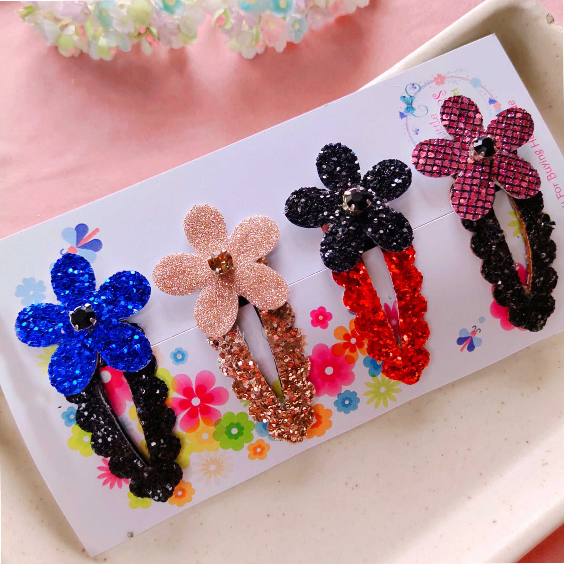 Combo of Flower SnapOn Clips - Style4