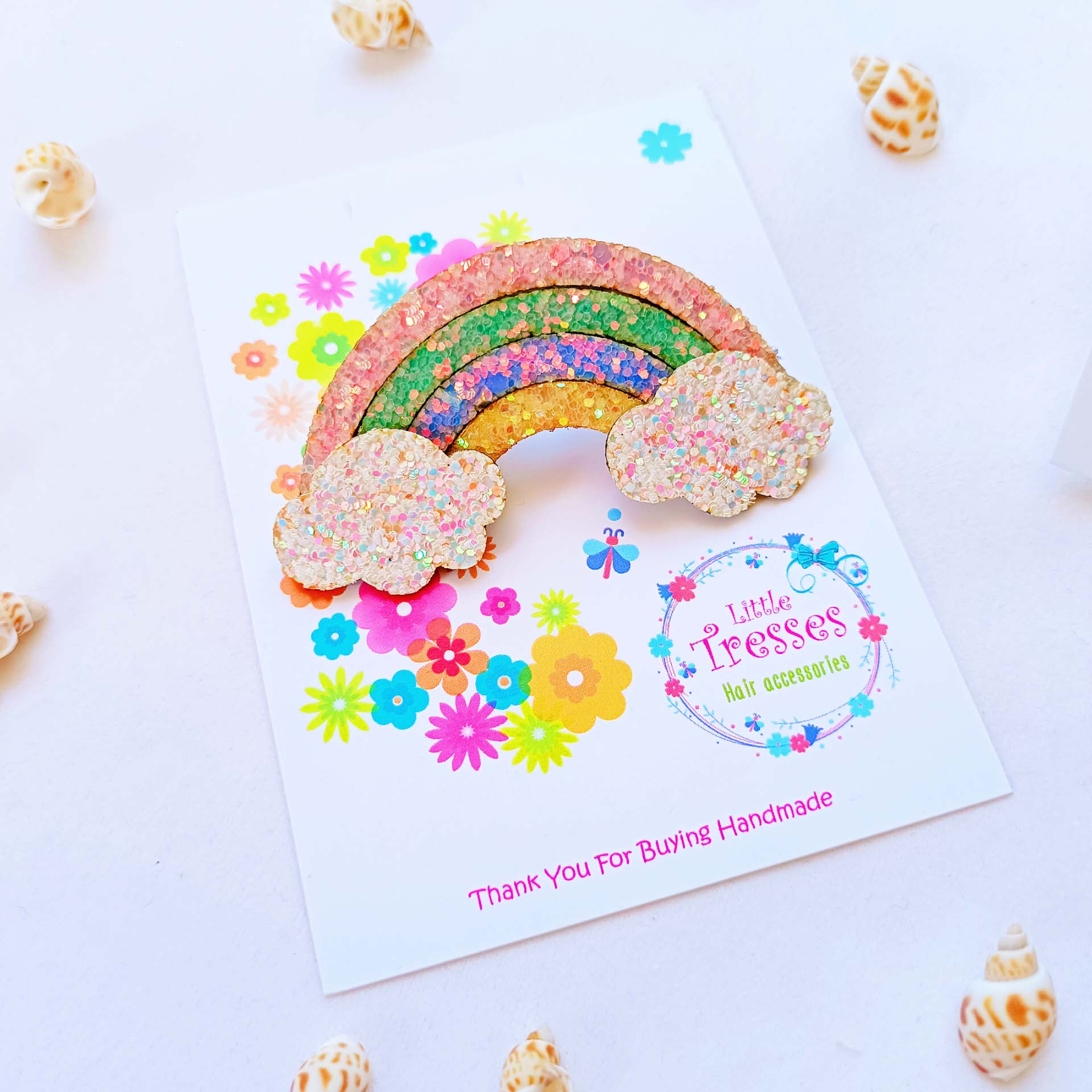 Rainbow Clip with Clouds - Multicolor