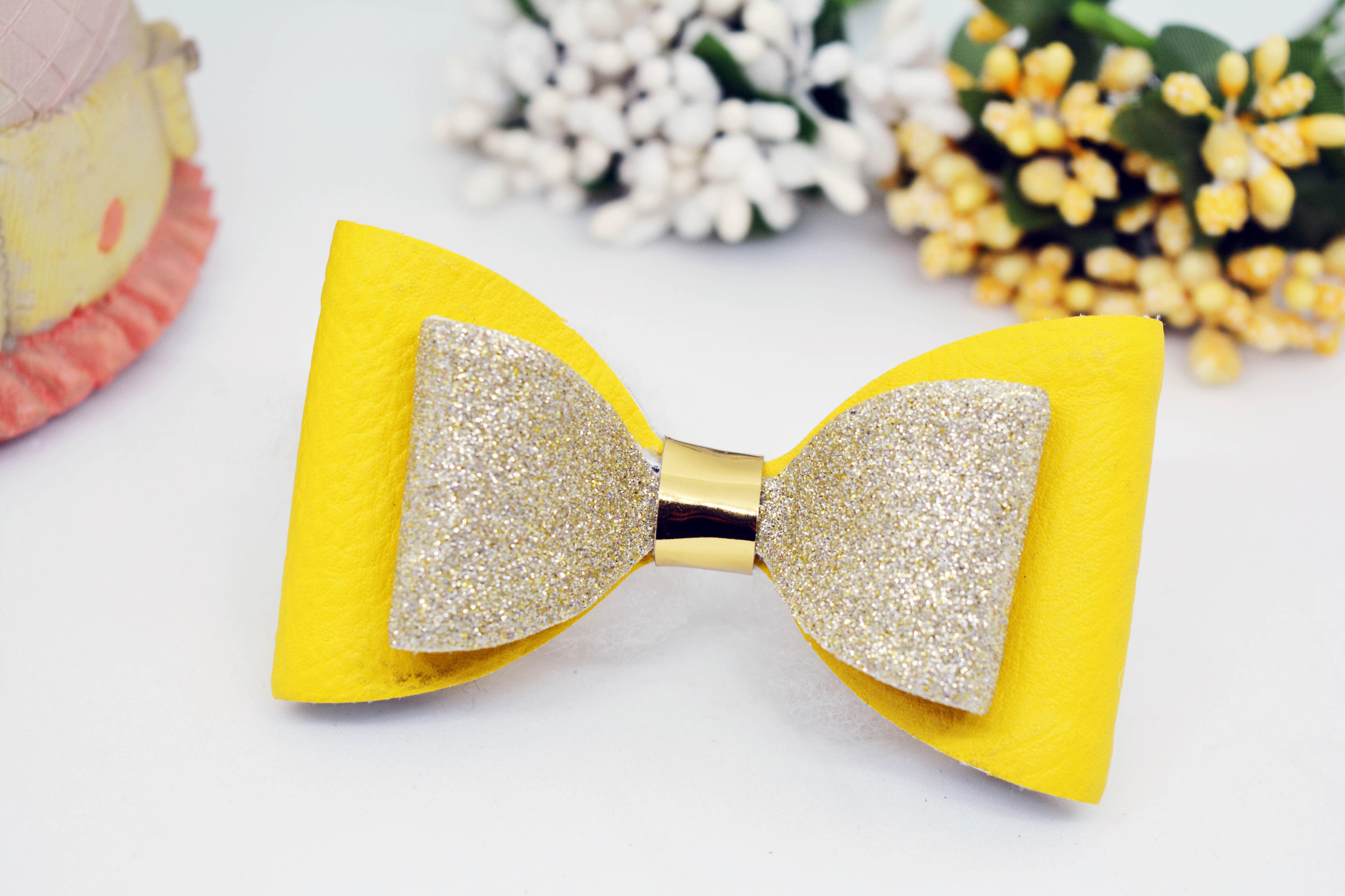 Double Layer Bow Clip - Yellow