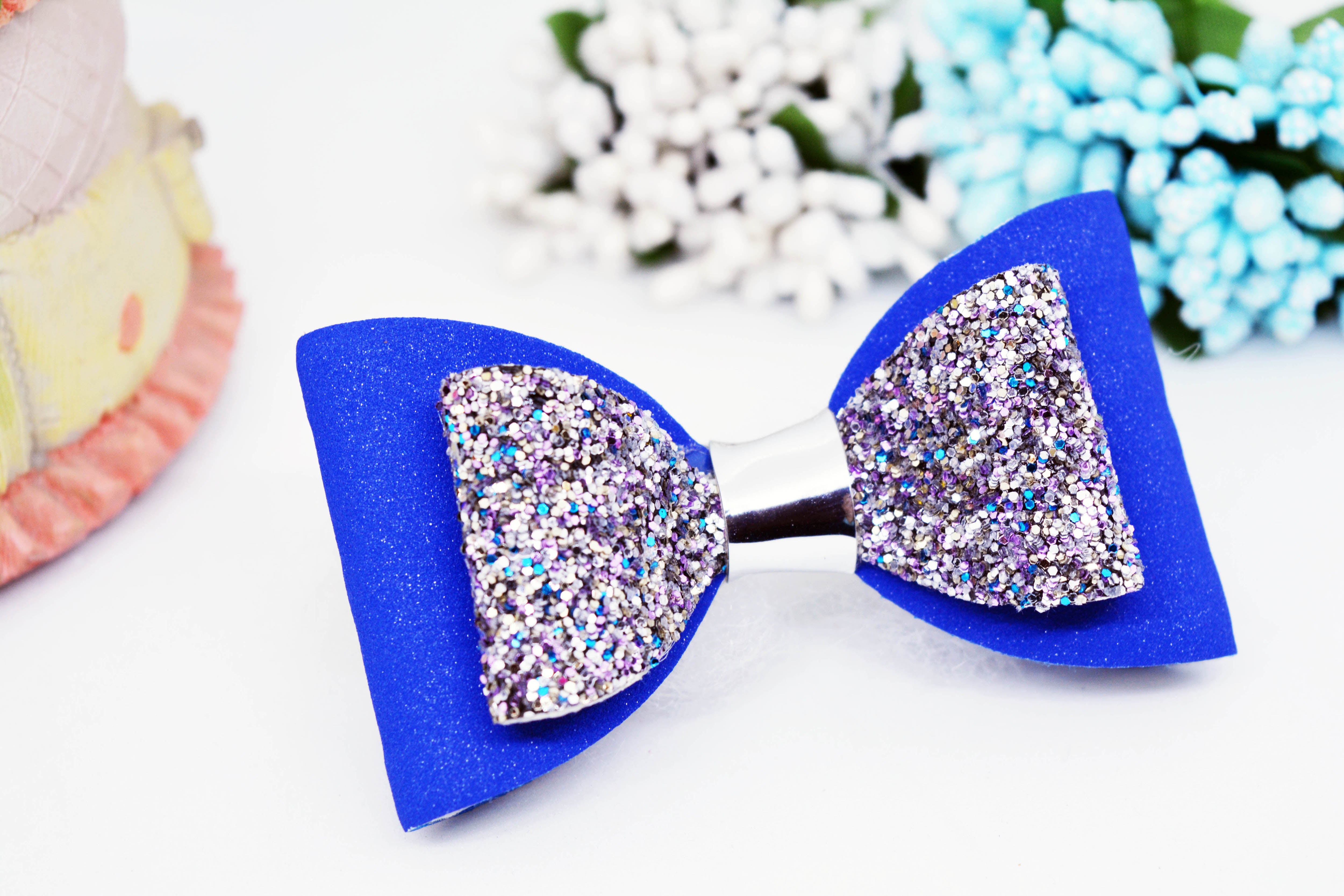Double Layer Bow Clip - Dark Blue