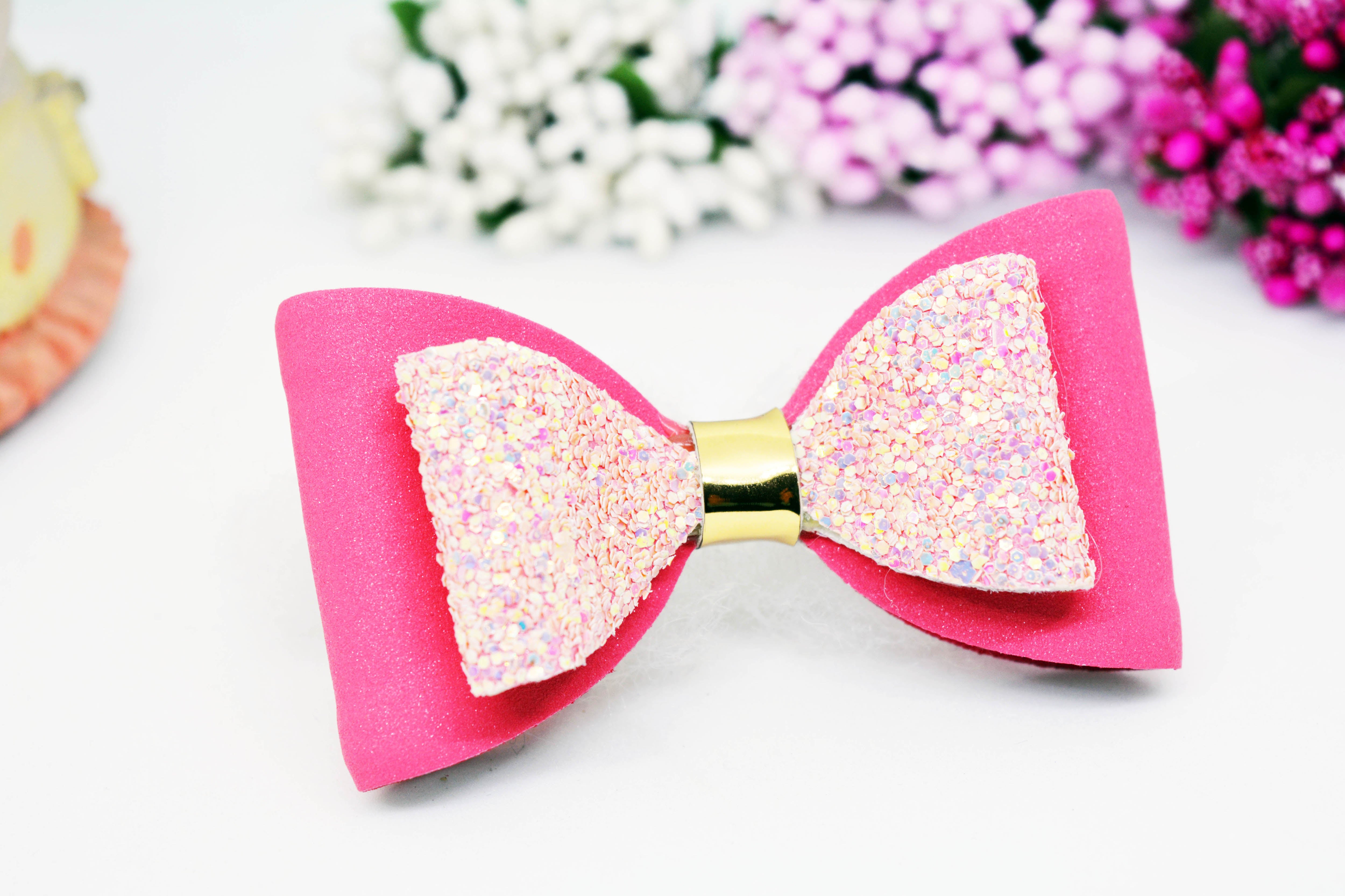 Double Layer Bow Clip - Dark Peach