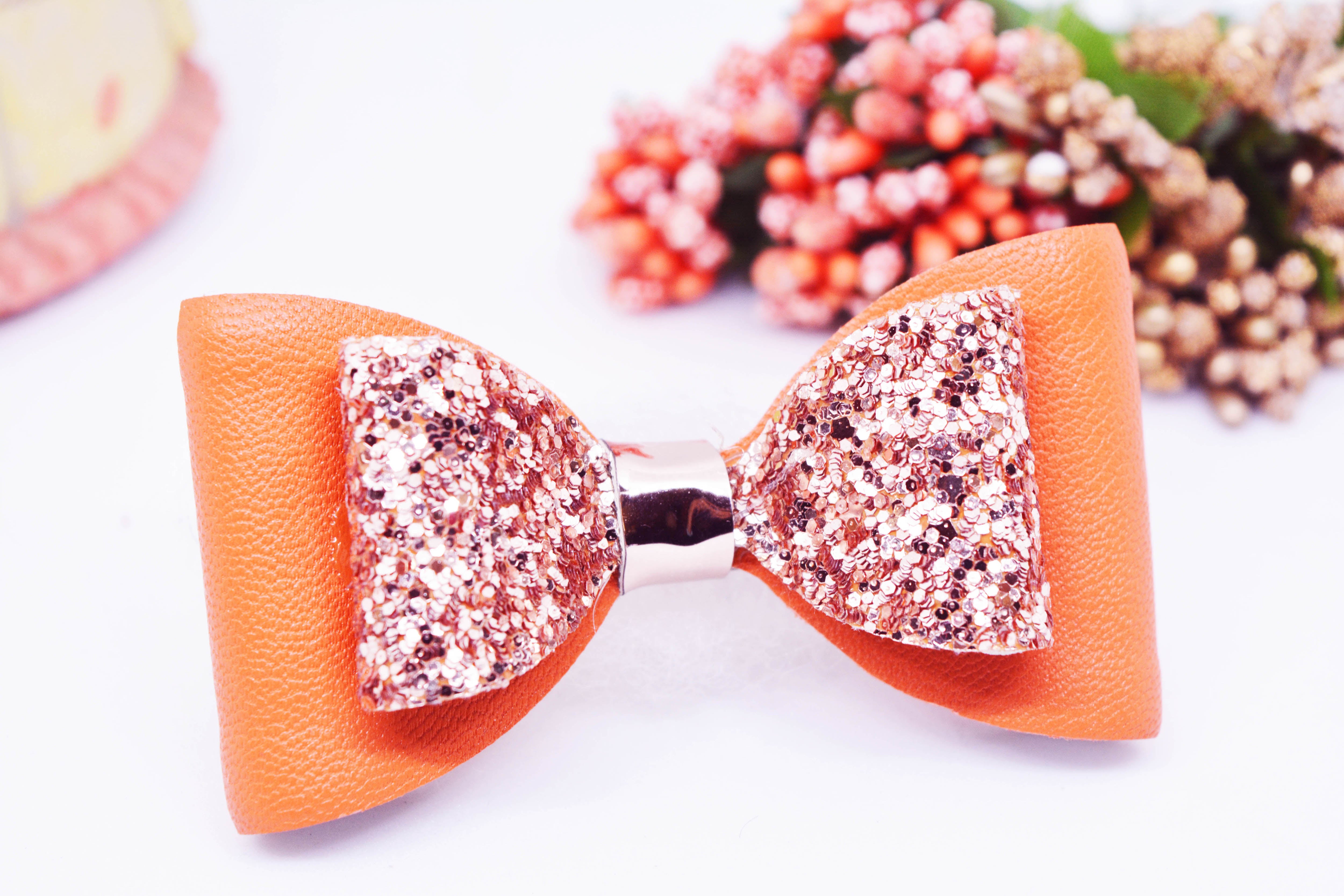 Double Layer Bow Clip - Orange