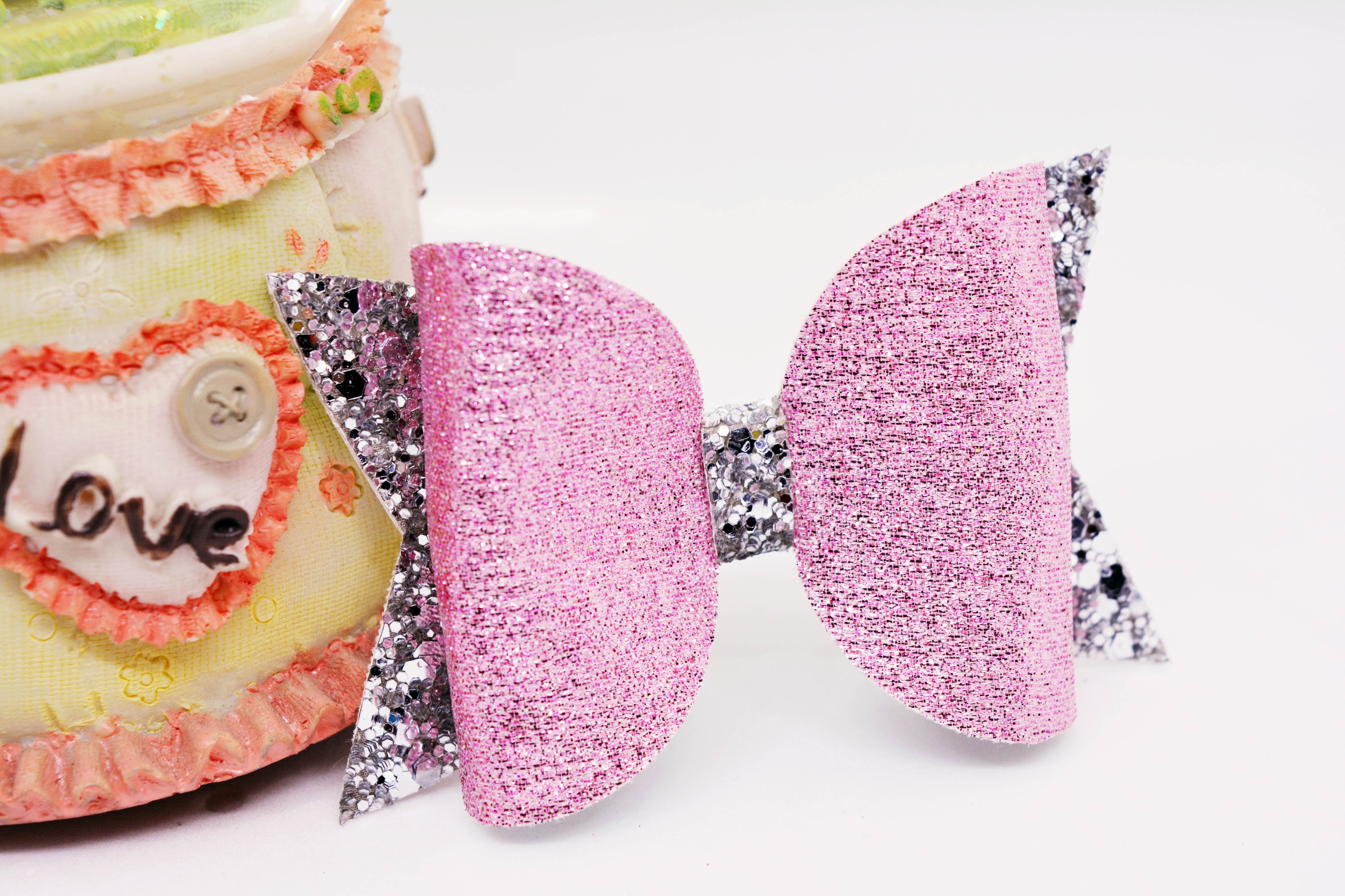 Bow with Arrow Clip - Pink & Silver