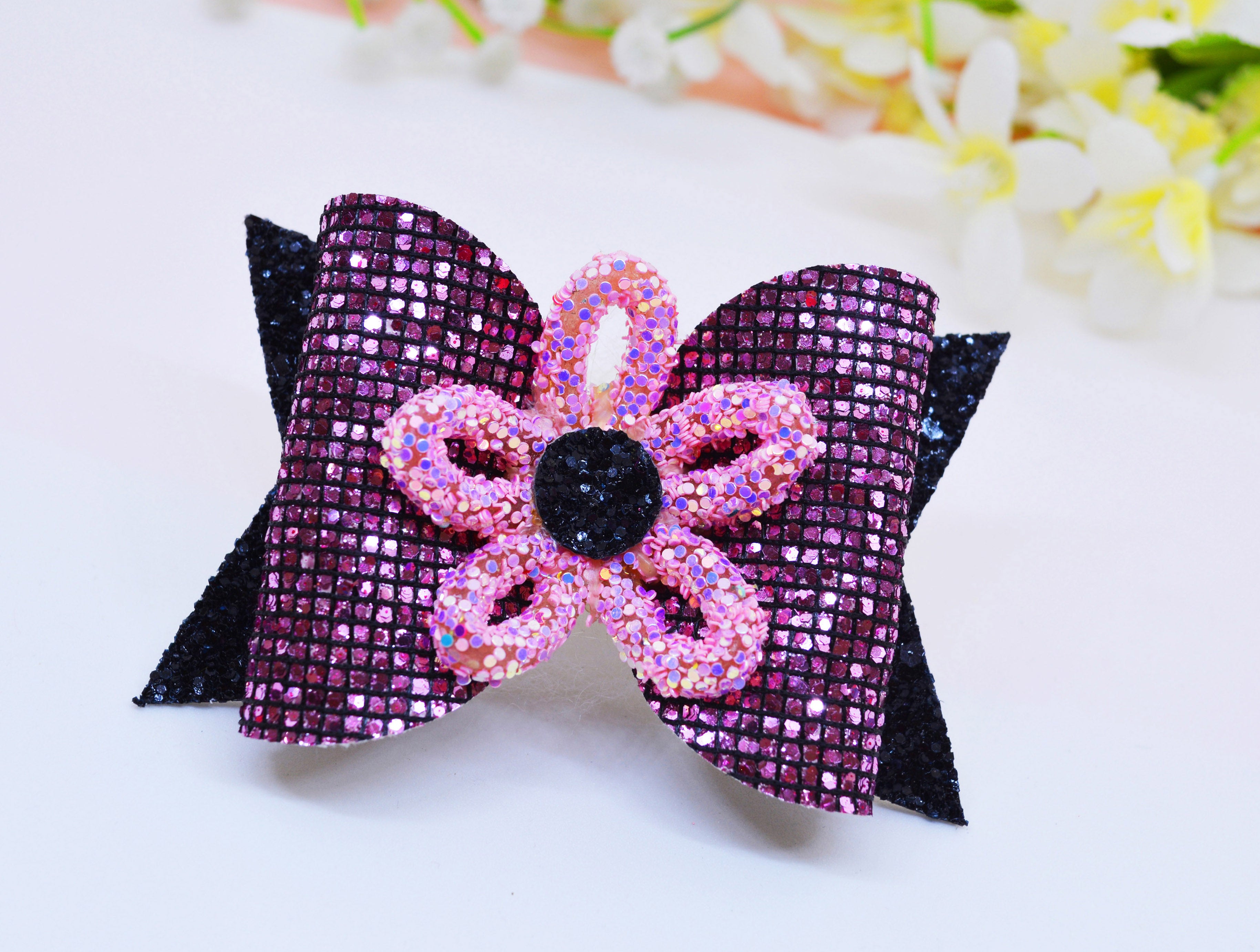 Loopy Flower Bow Clip - Purple
