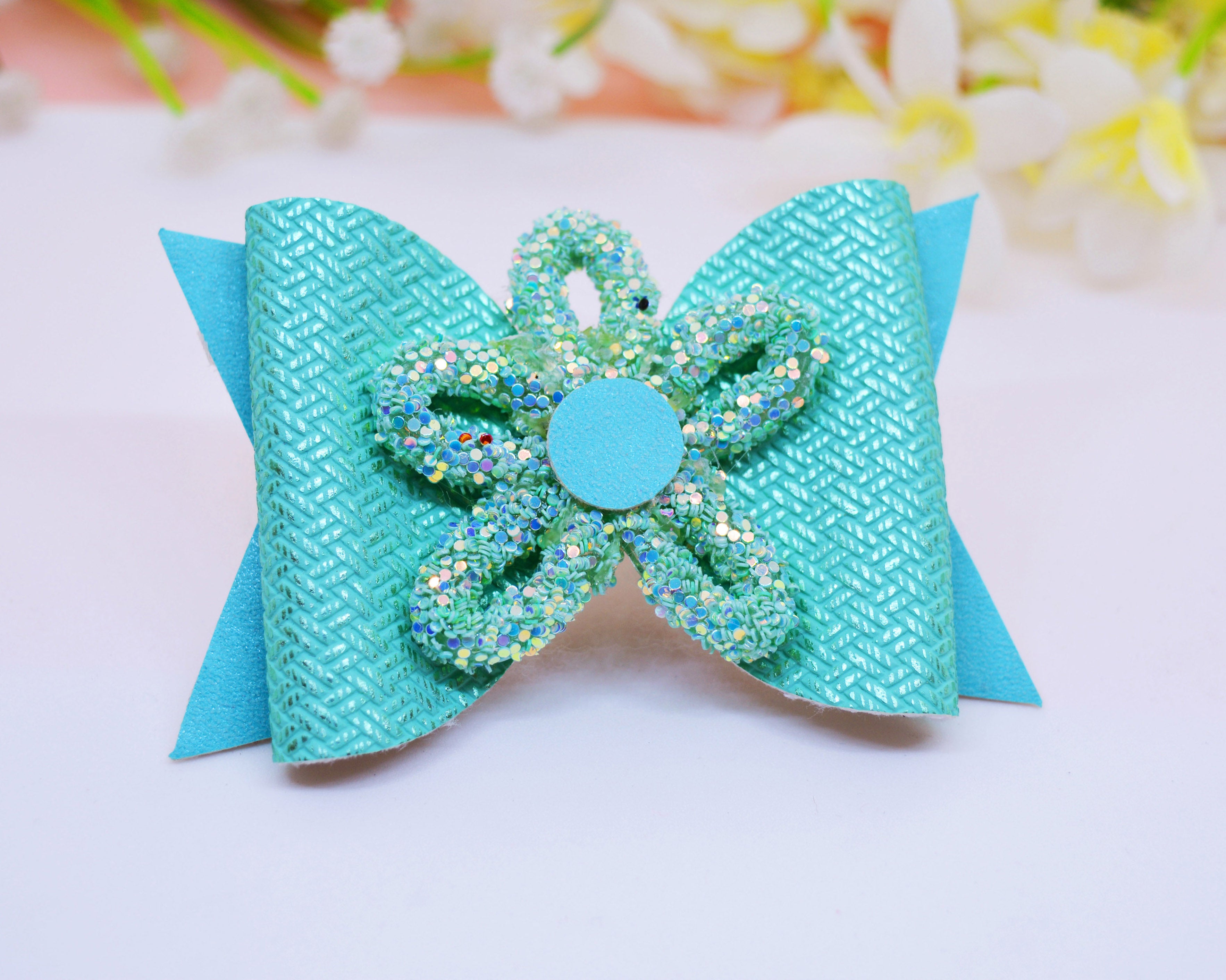 Loopy Flower Bow Clip - Mint Green