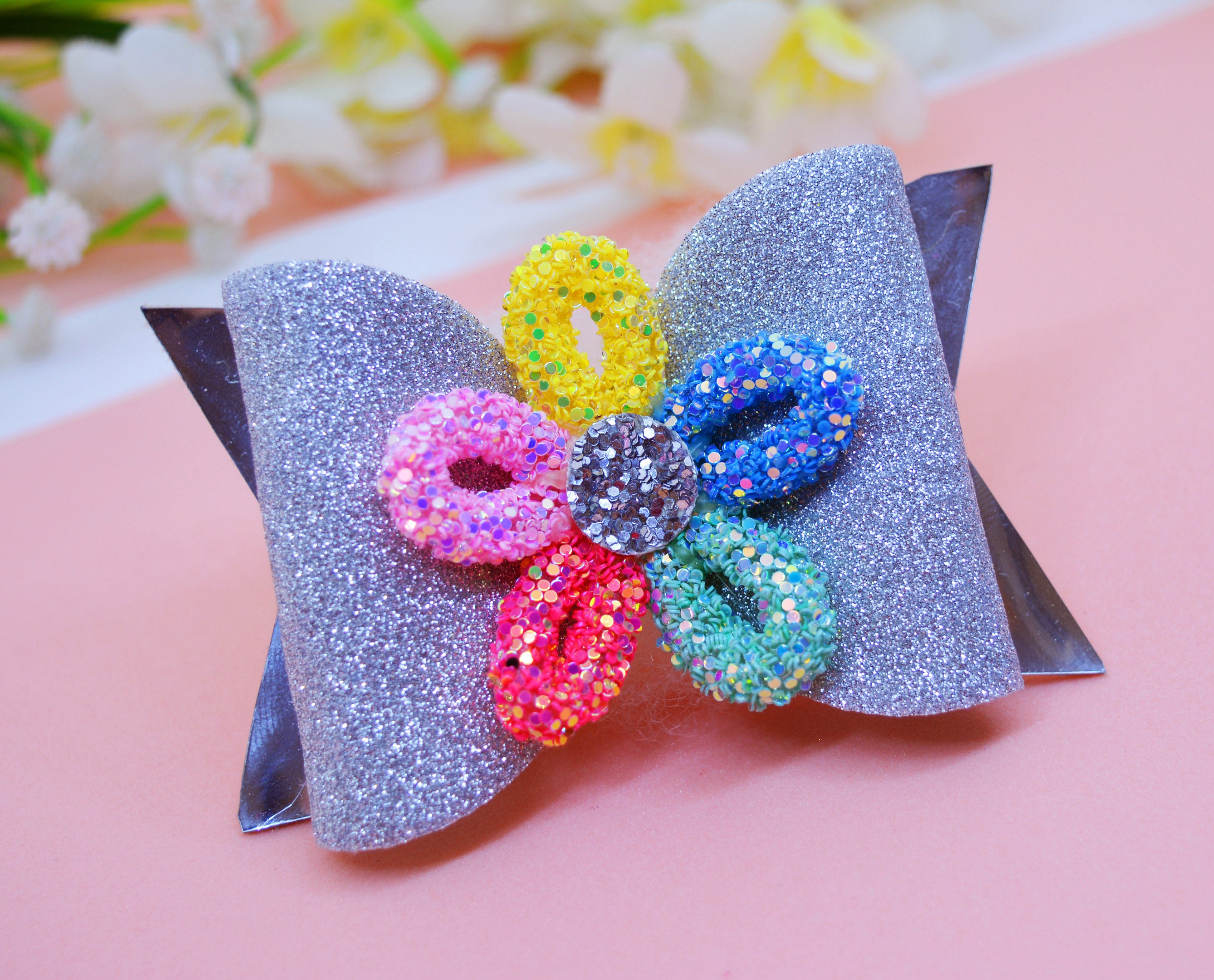 Loopy Flower Bow Clip - Multicolor Silver