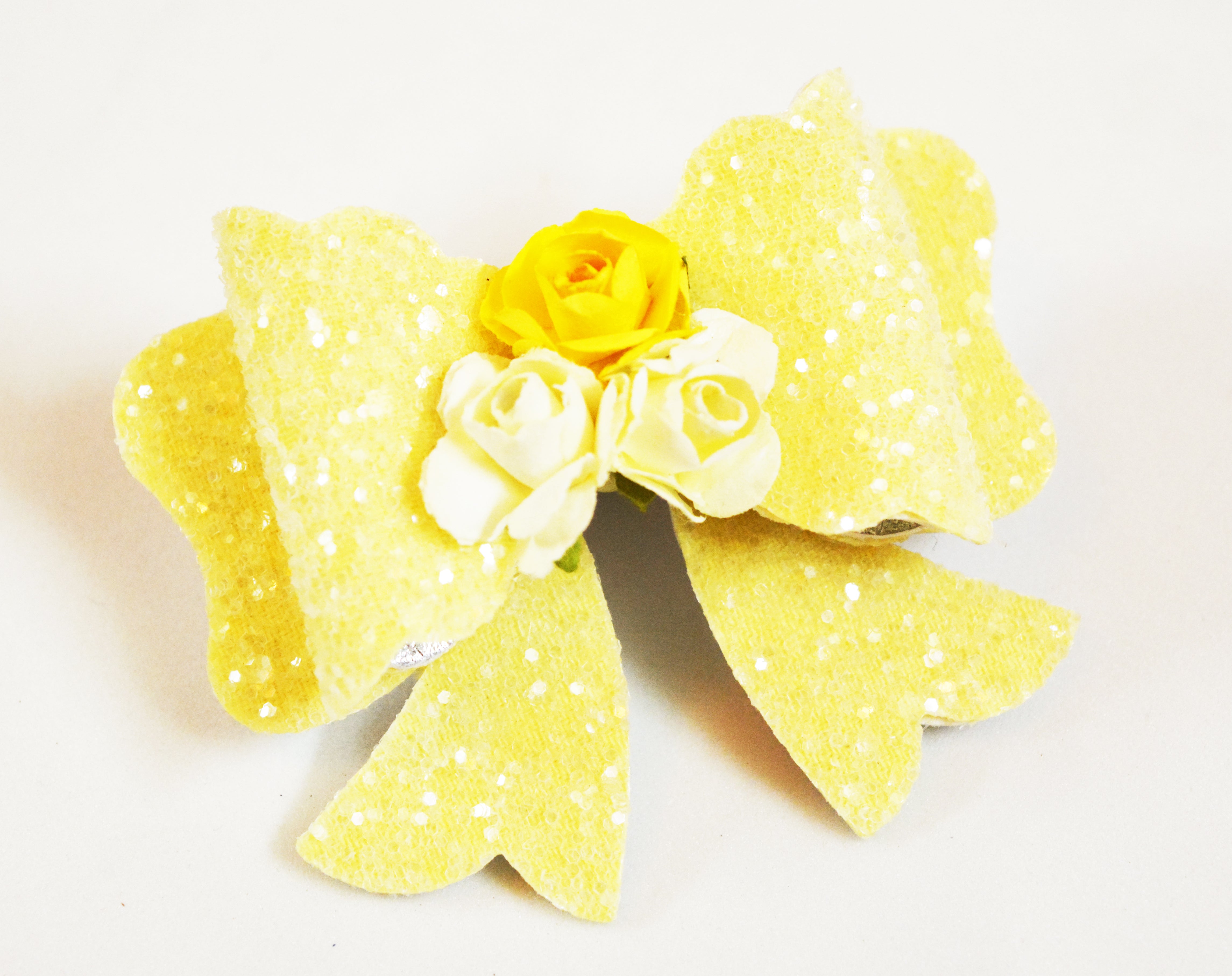 Scalloped Bow Clip - Yellow