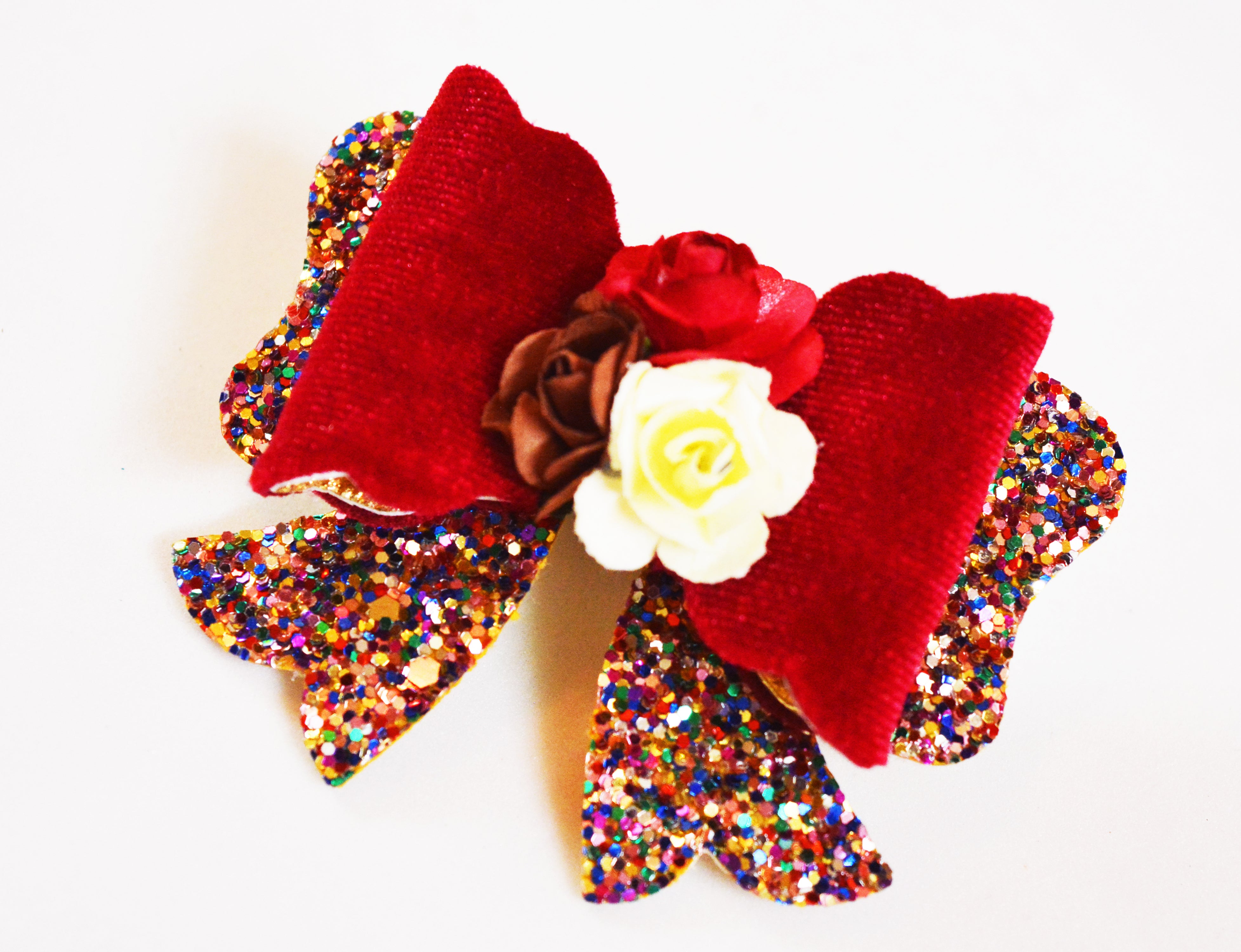 Scalloped Bow Clip - Maroon
