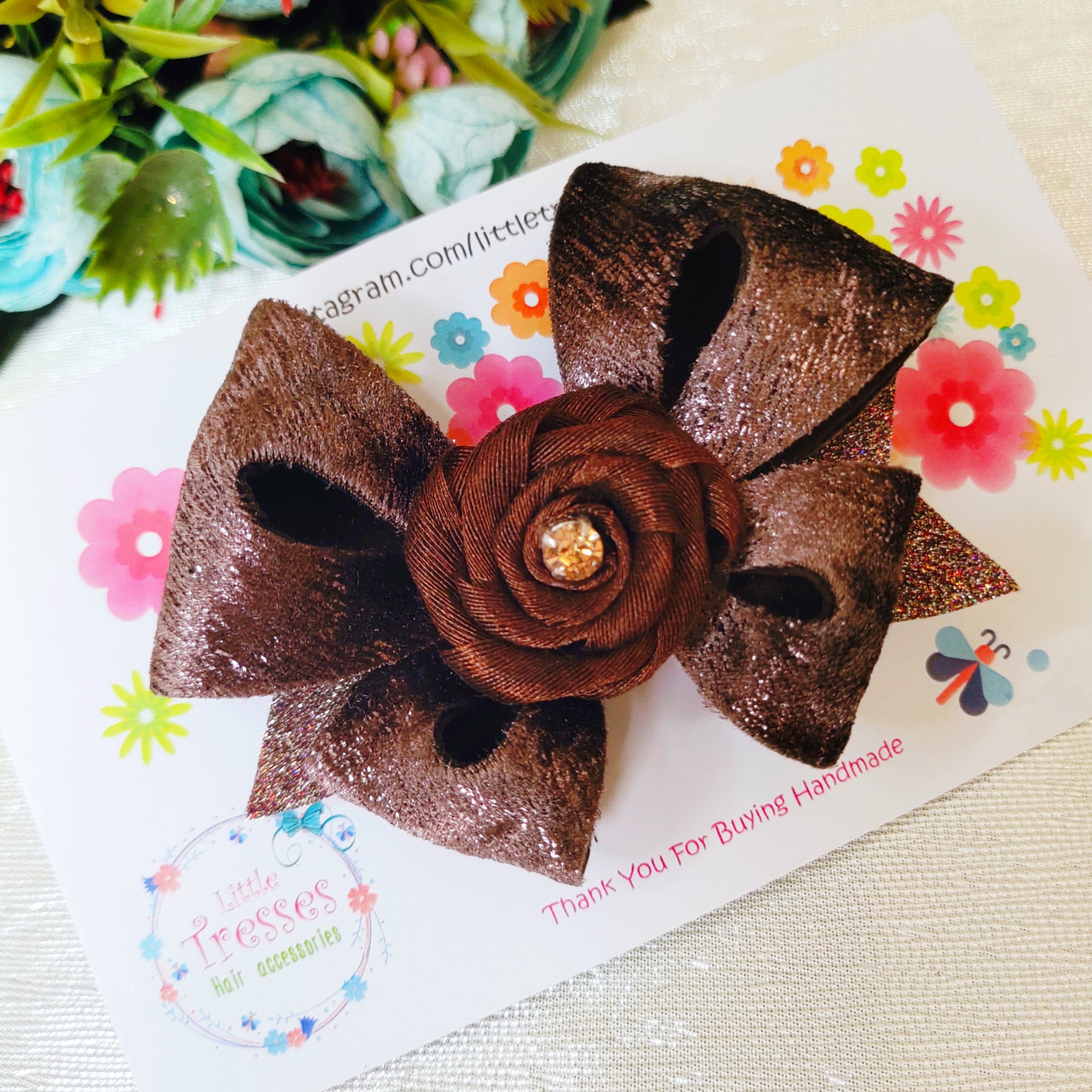 Brown Butterfly Bow Alligator Clip