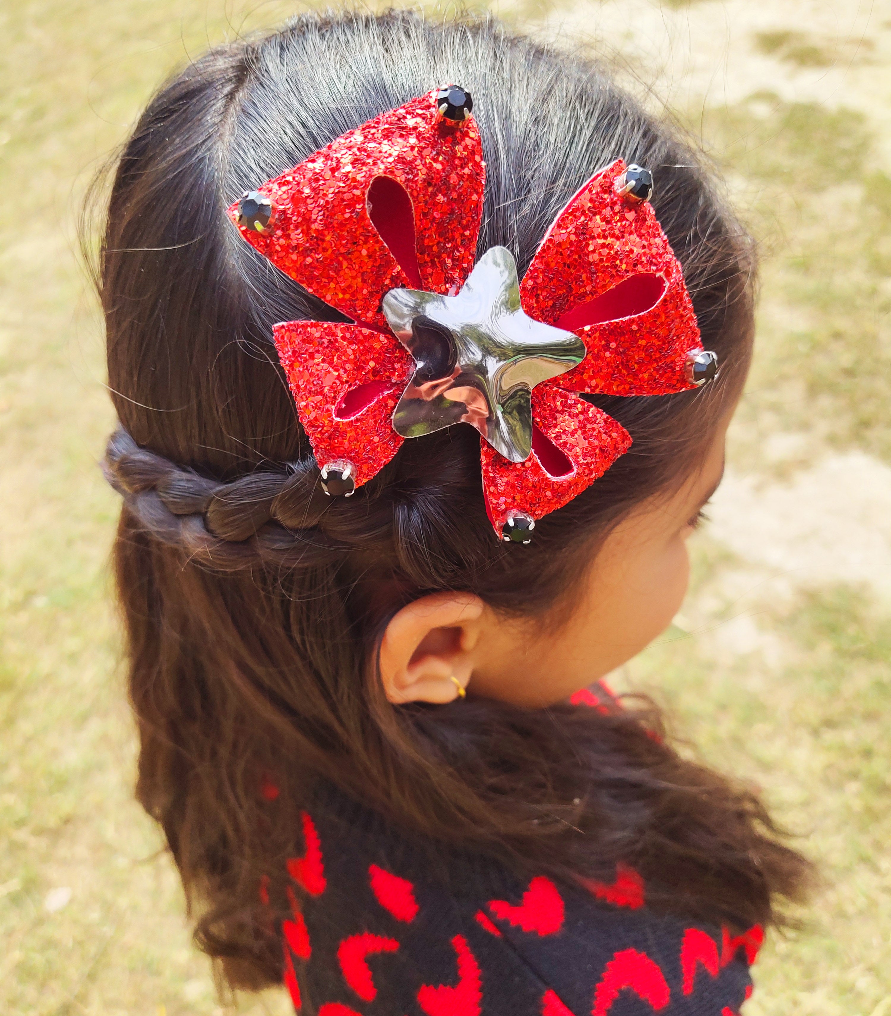 Red & Black Butterfly Bow Alligator Clip