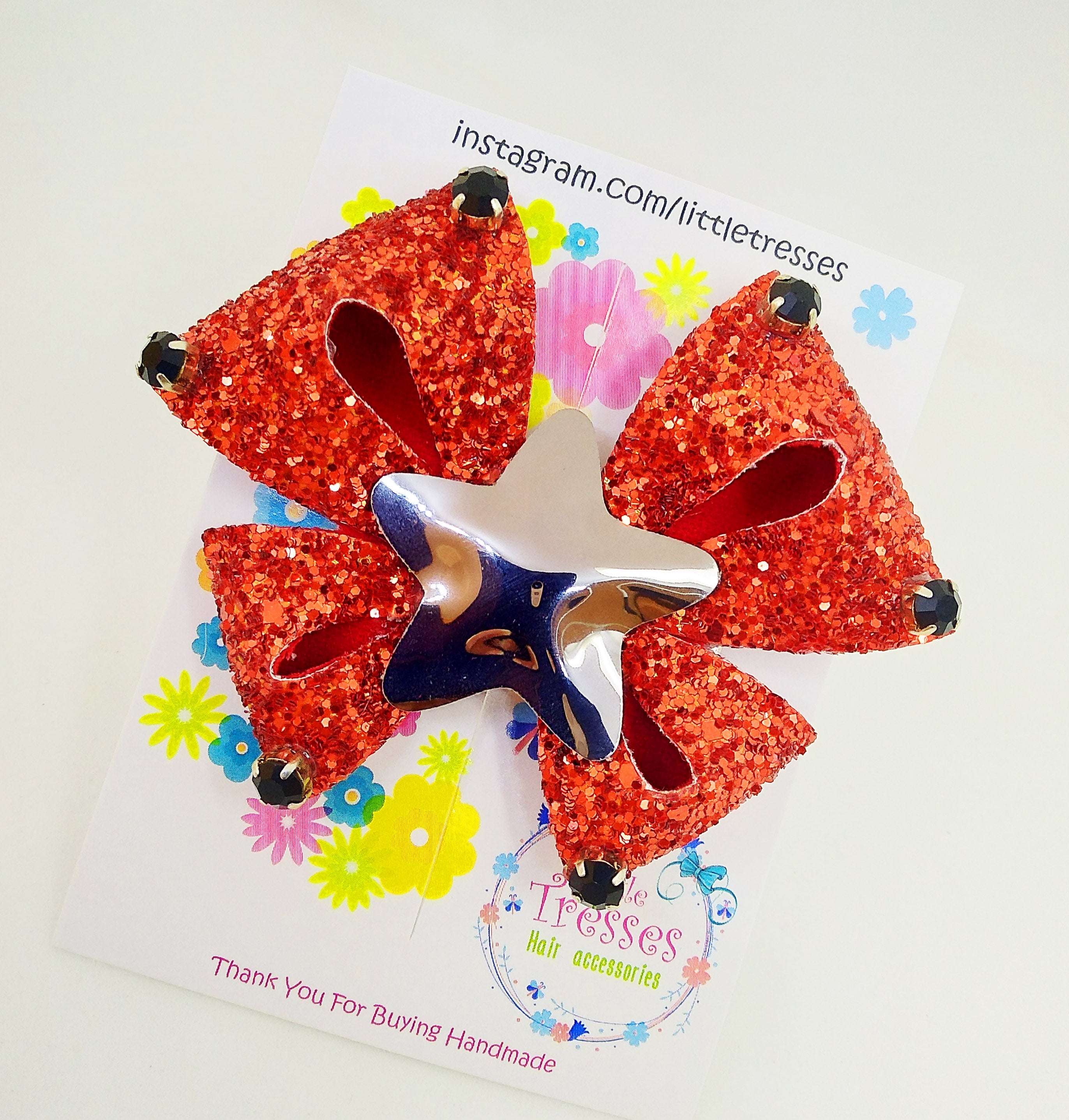 Red & Black Butterfly Bow Alligator Clip